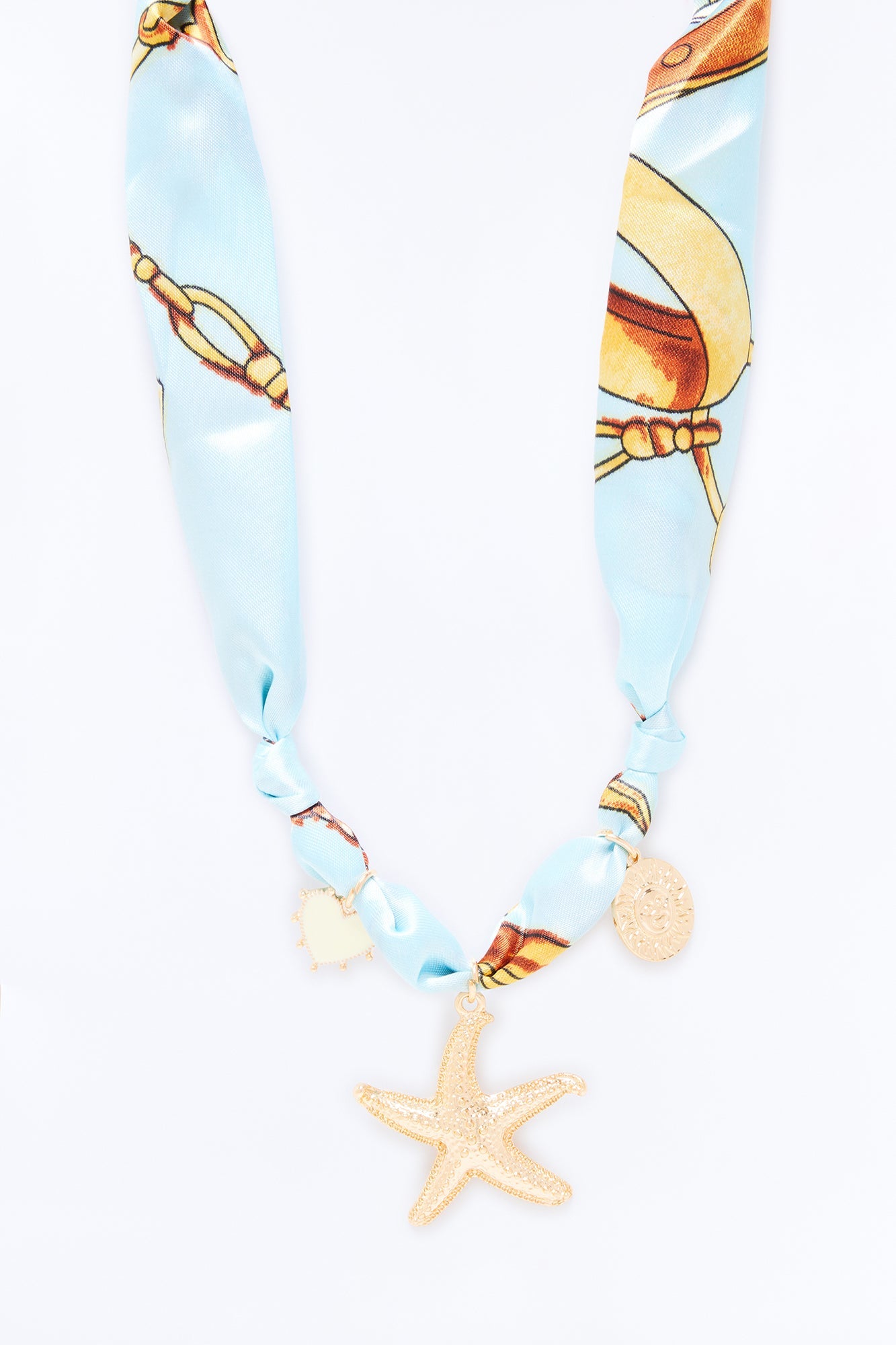 Shoreline Beauty Scarf Necklace - Gold/Blue
