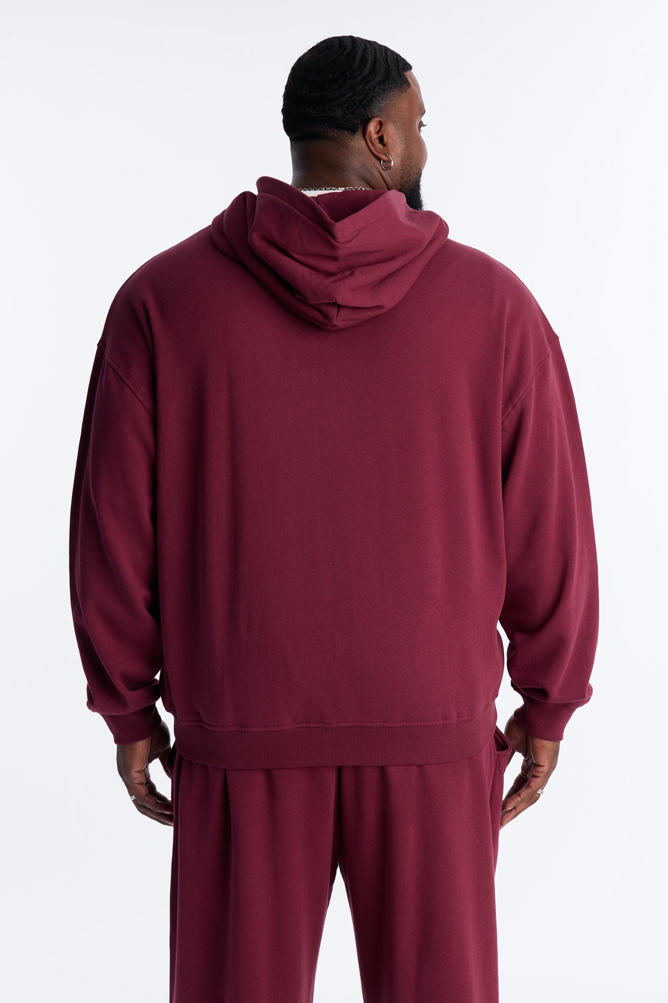 Cross Patch Zip Hoodie - Burgundy