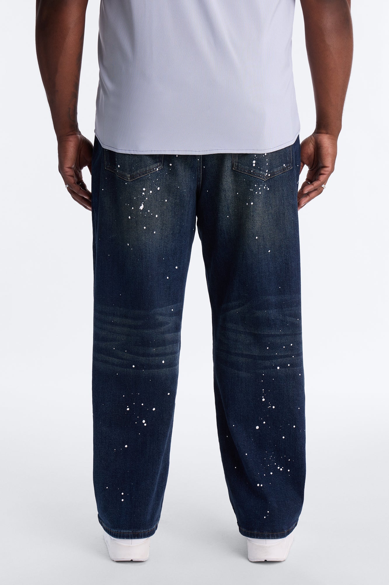 In The Paint Splat Baggy Jeans - Dark Wash
