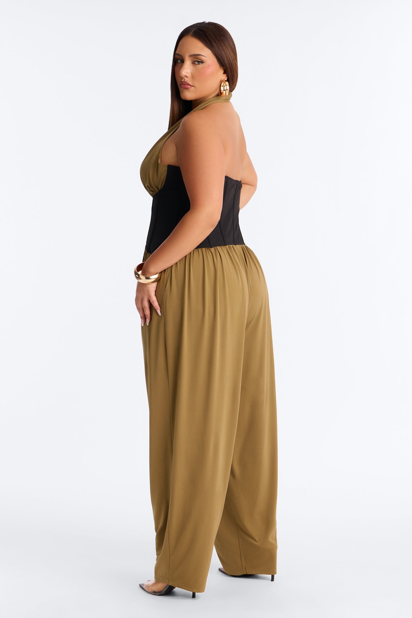 Raia Corset Trim Jumpsuit - Olive NEWFASHIONEDGE