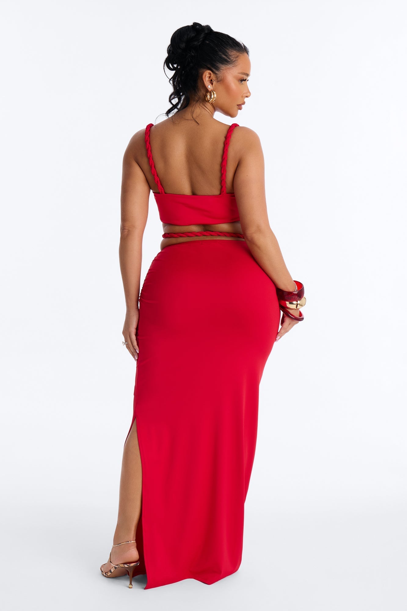 Zaria Braided Maxi Skirt Set - Red