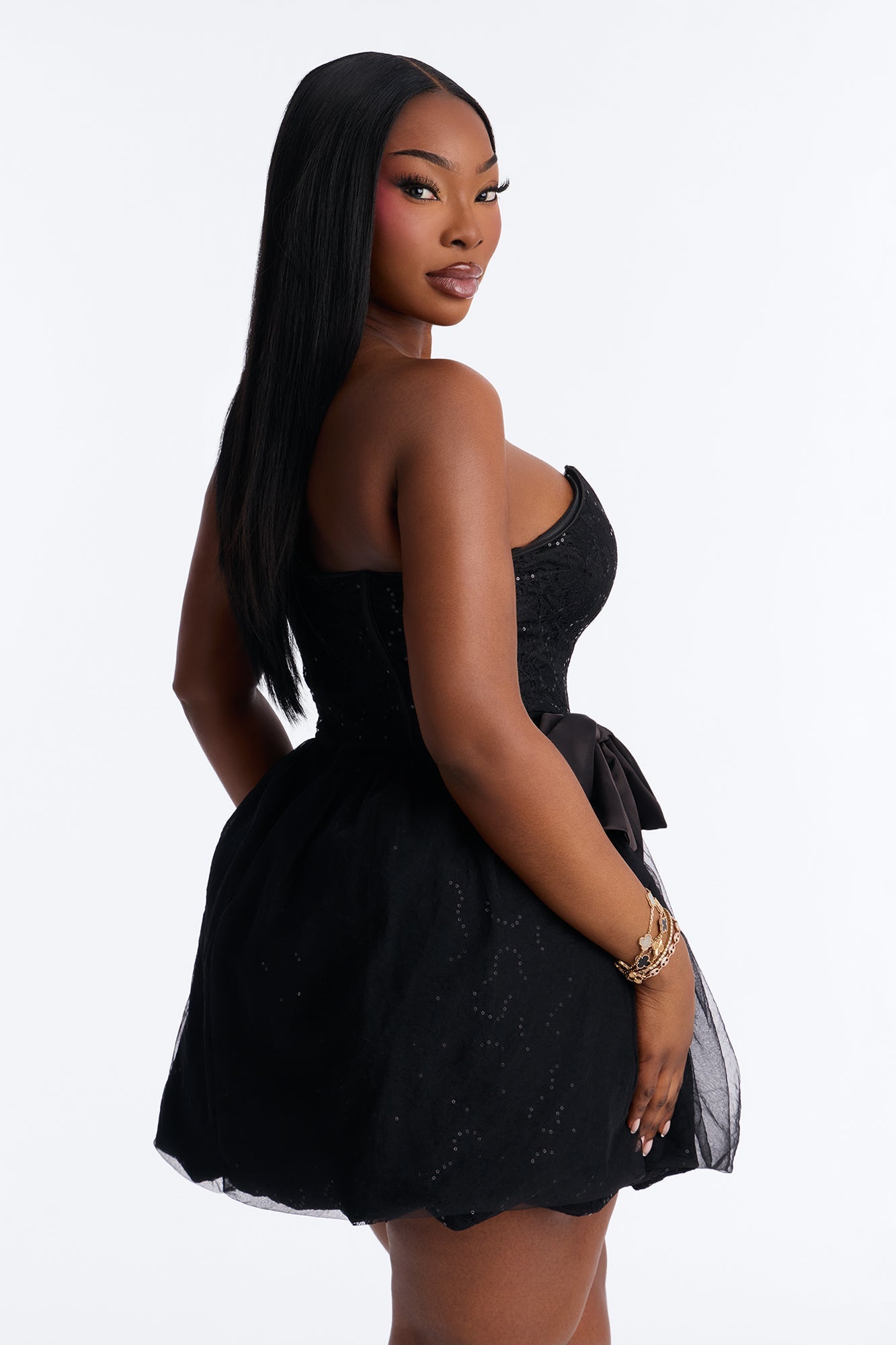Rayna Embellished Lace Mini Dress - Black NEWFASHIONEDGE