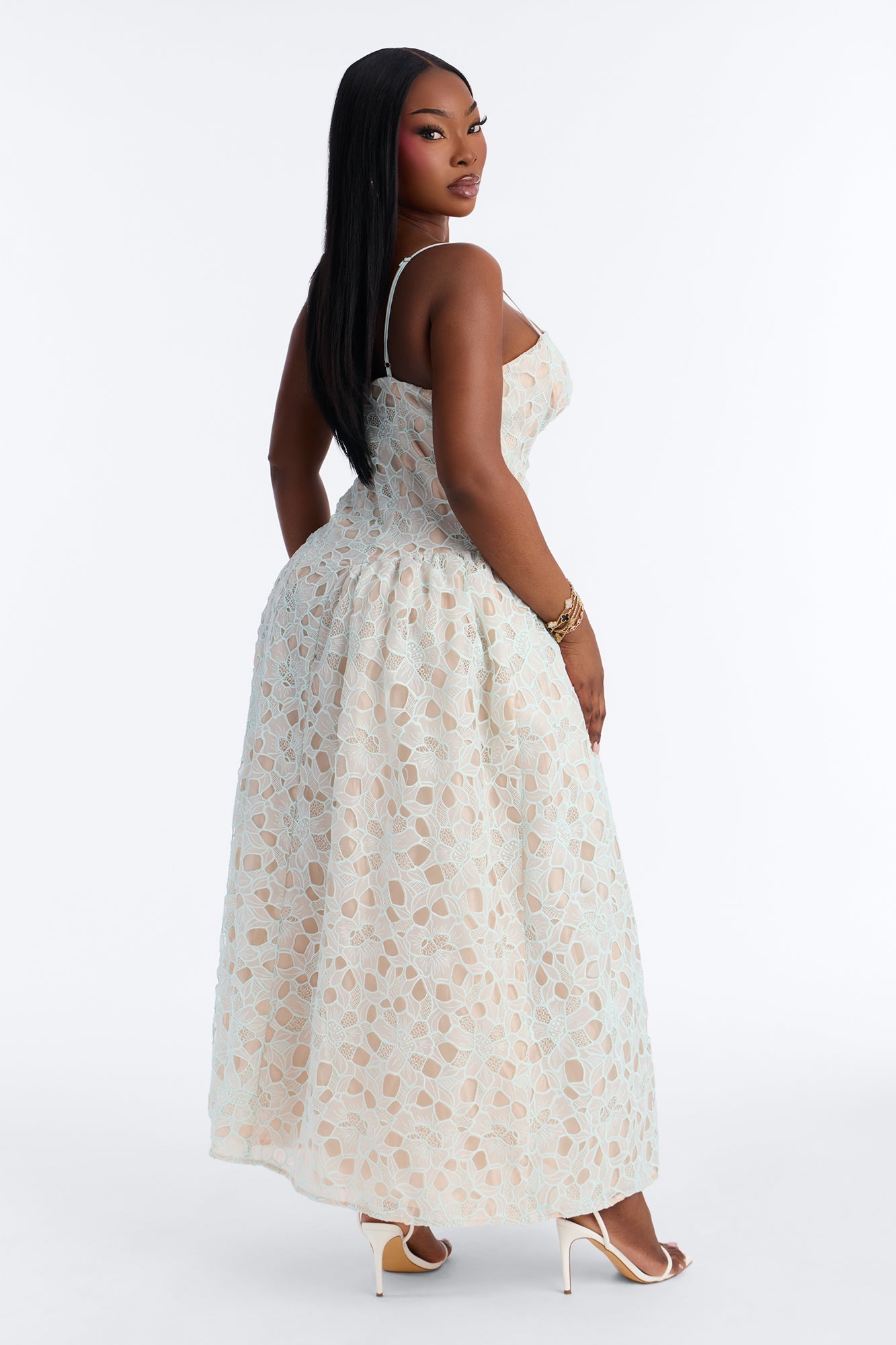 Lace Meadow Midi Dress - Light Blue NEWFASHIONEDGE