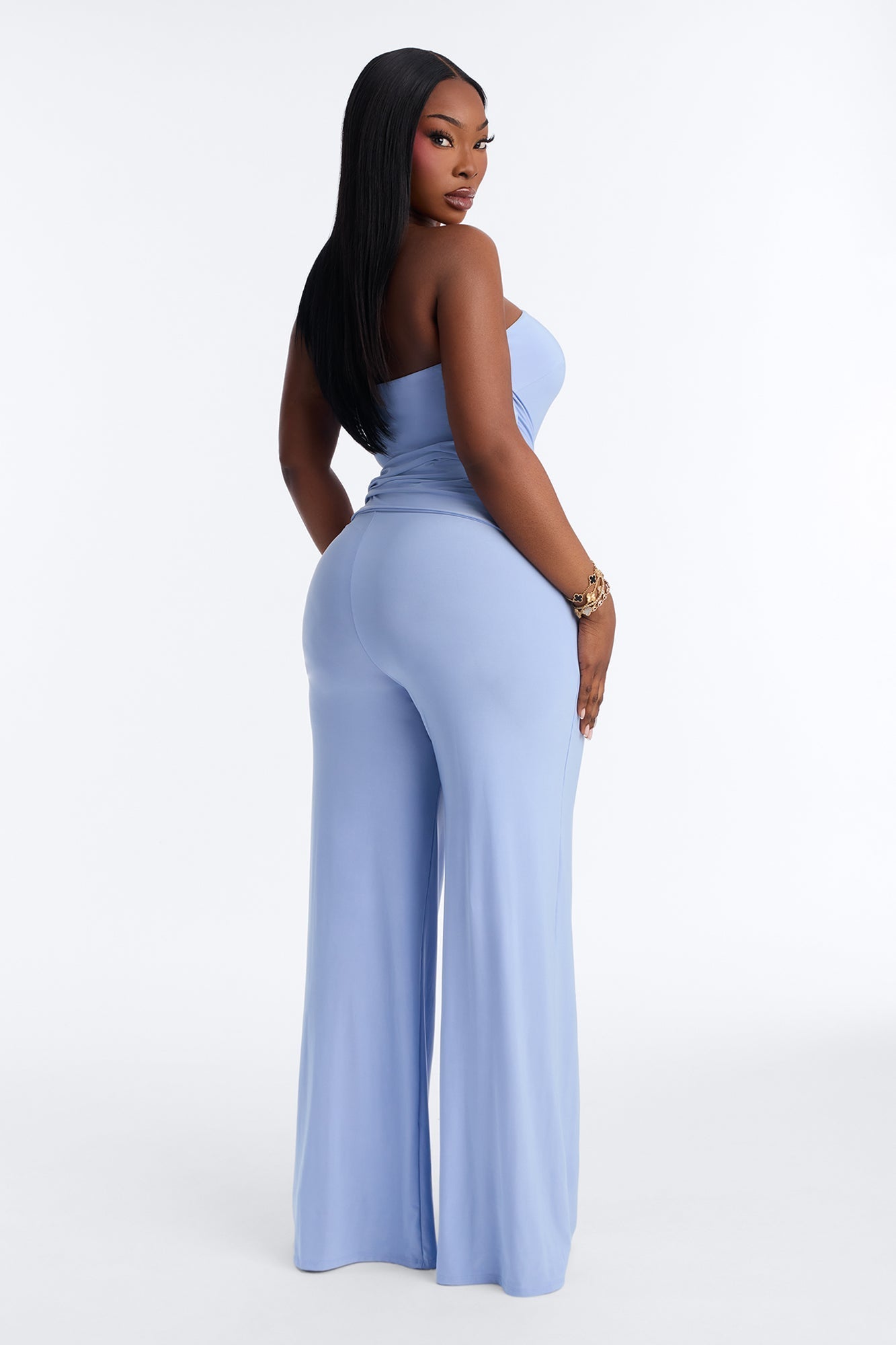 Anika Cut Out Strapless Jumpsuit - Blue NEWFASHIONEDGE