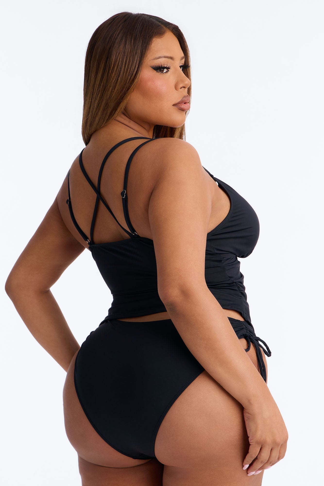 Under The Swift Breeze 2 Piece Tankini Set - Black NEWFASHIONEDGE