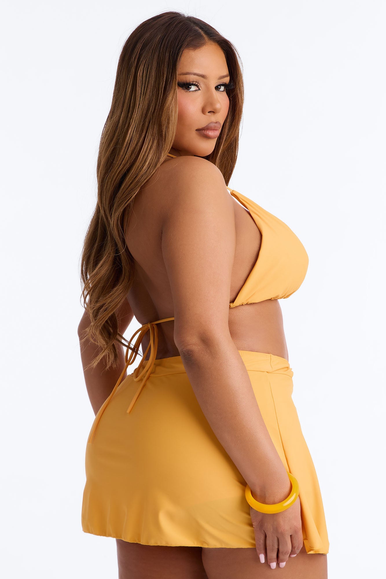Heat Winds Skort 2 Piece Bikini - Yellow Fashion Nova