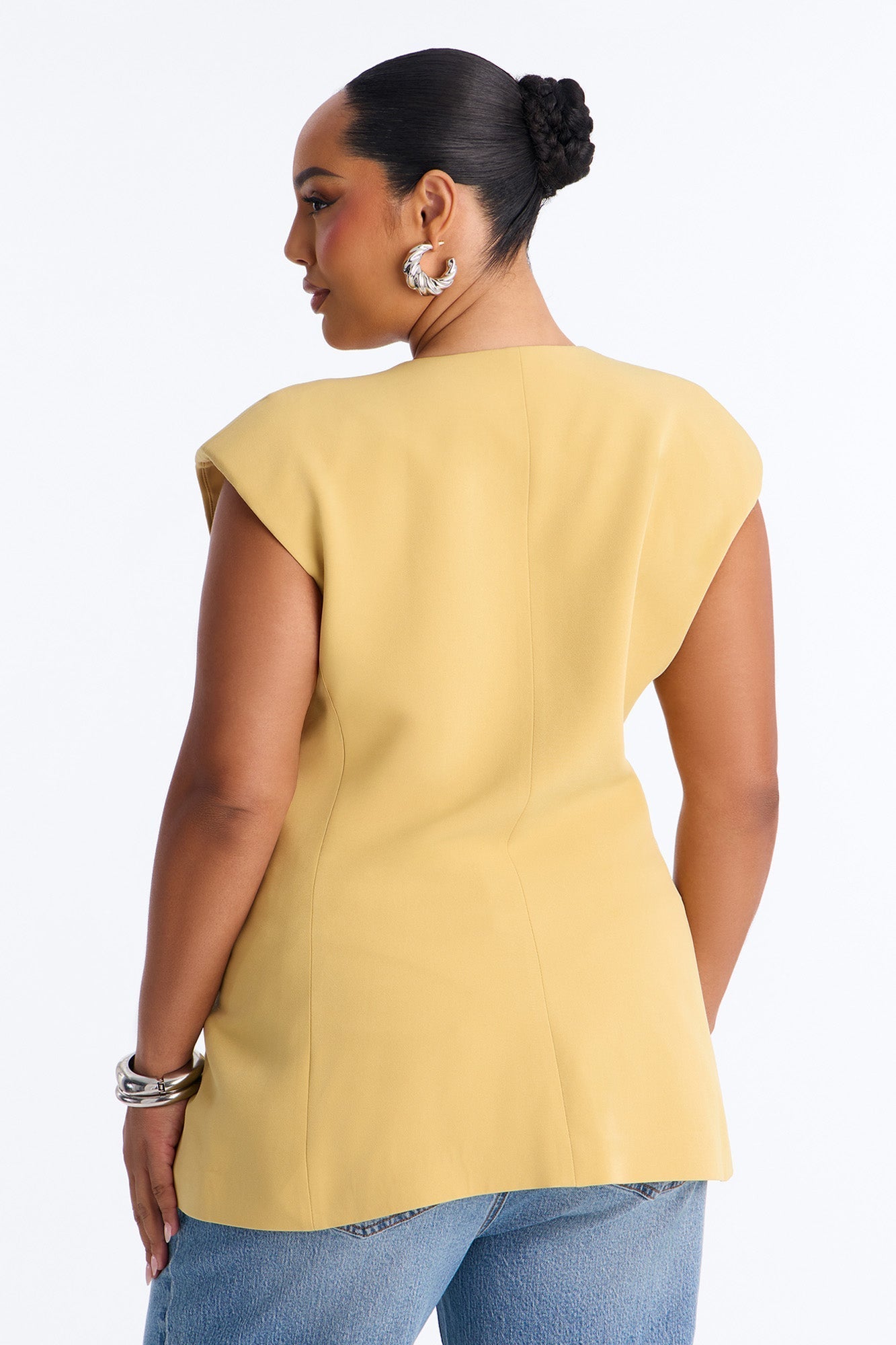 Happy Hour Double Breasted Fitted Vest - Mustard NEWFASHIONEDGE