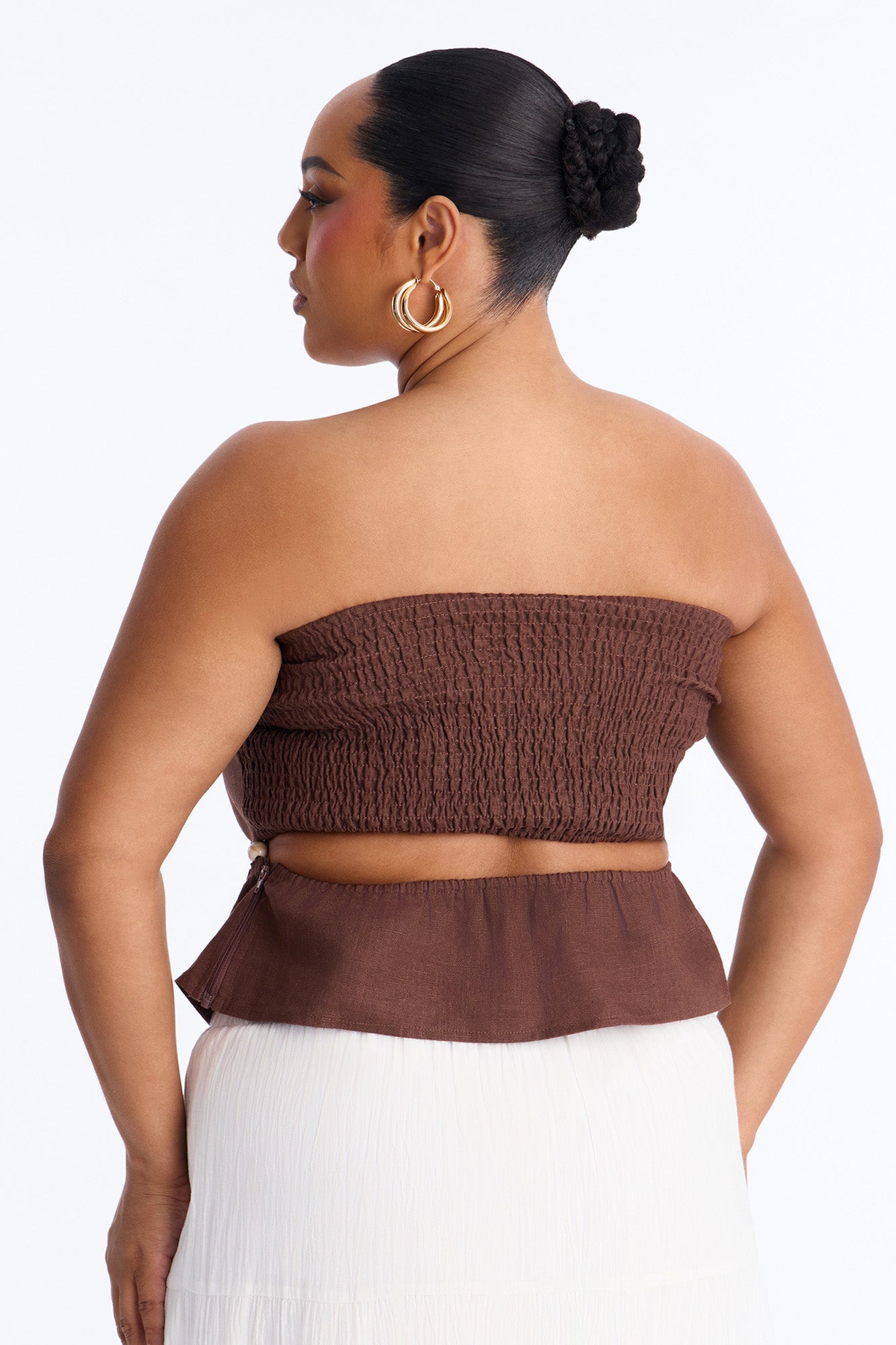 On The Guest List Beaded Linen Top - Brown Fashion Nova