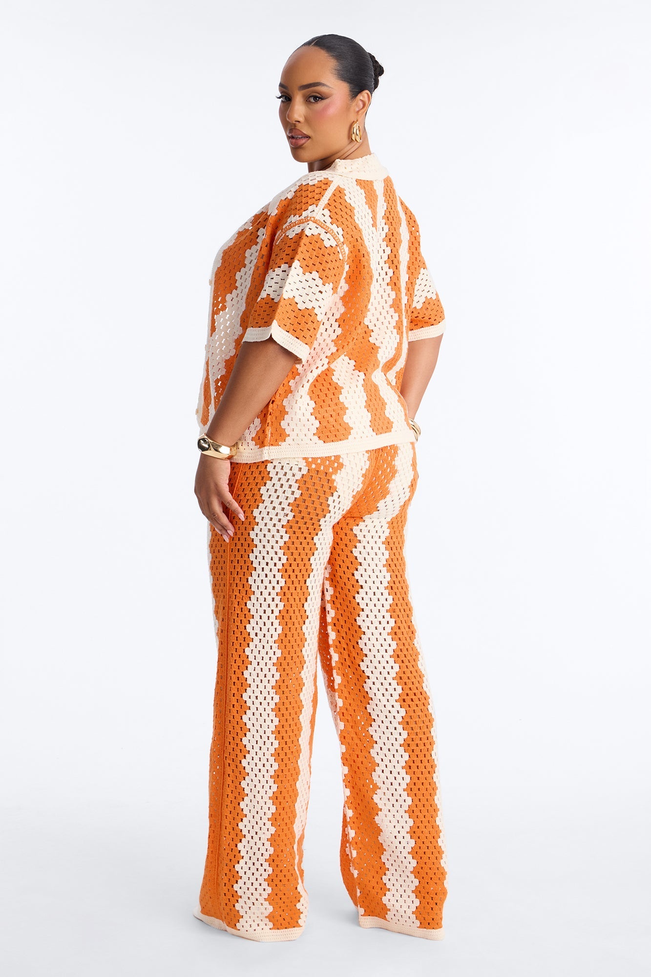 Shoreline Symphony Crochet Pant Set - Orange/combo NEWFASHIONEDGE