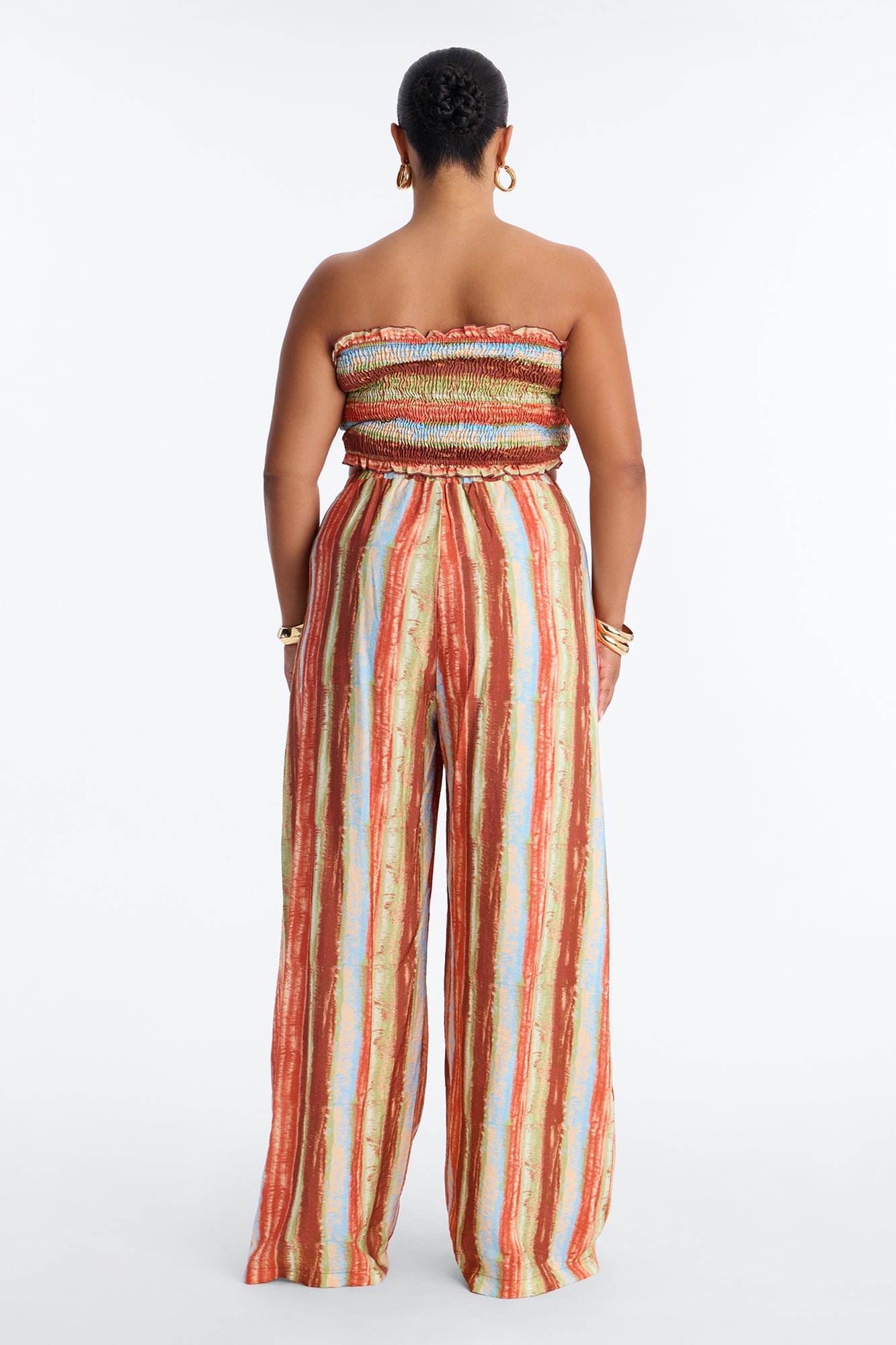 Taryn Smocked Top Wide Leg Pant Set - Rust/combo Fashion Nova