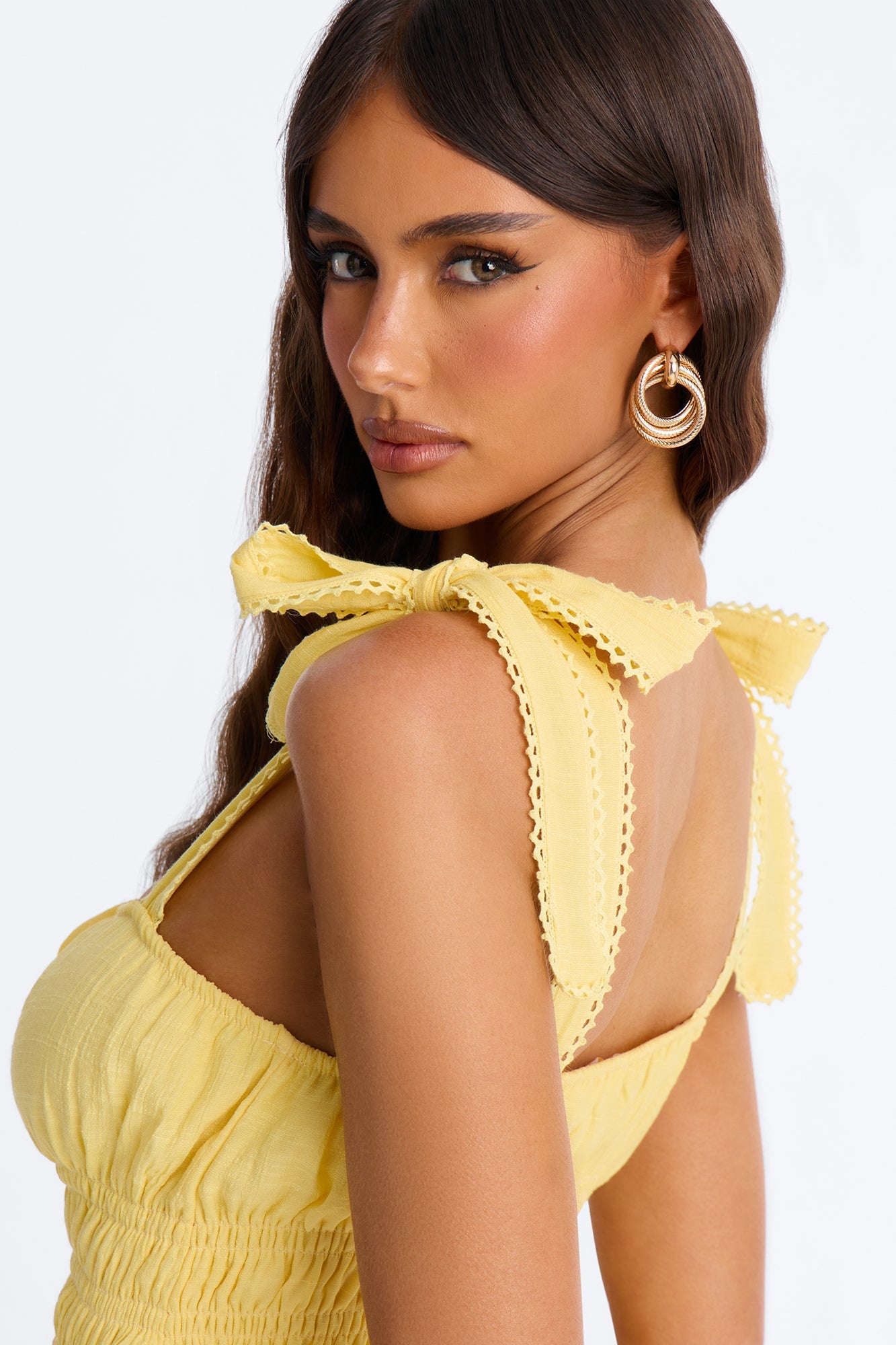 Greta Poplin Midi Dress - Yellow Fashion Nova