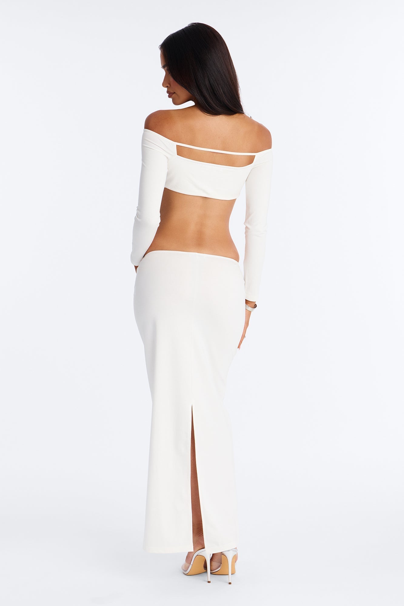 Rebel Ponte Maxi Skirt Set - White NEWFASHIONEDGE