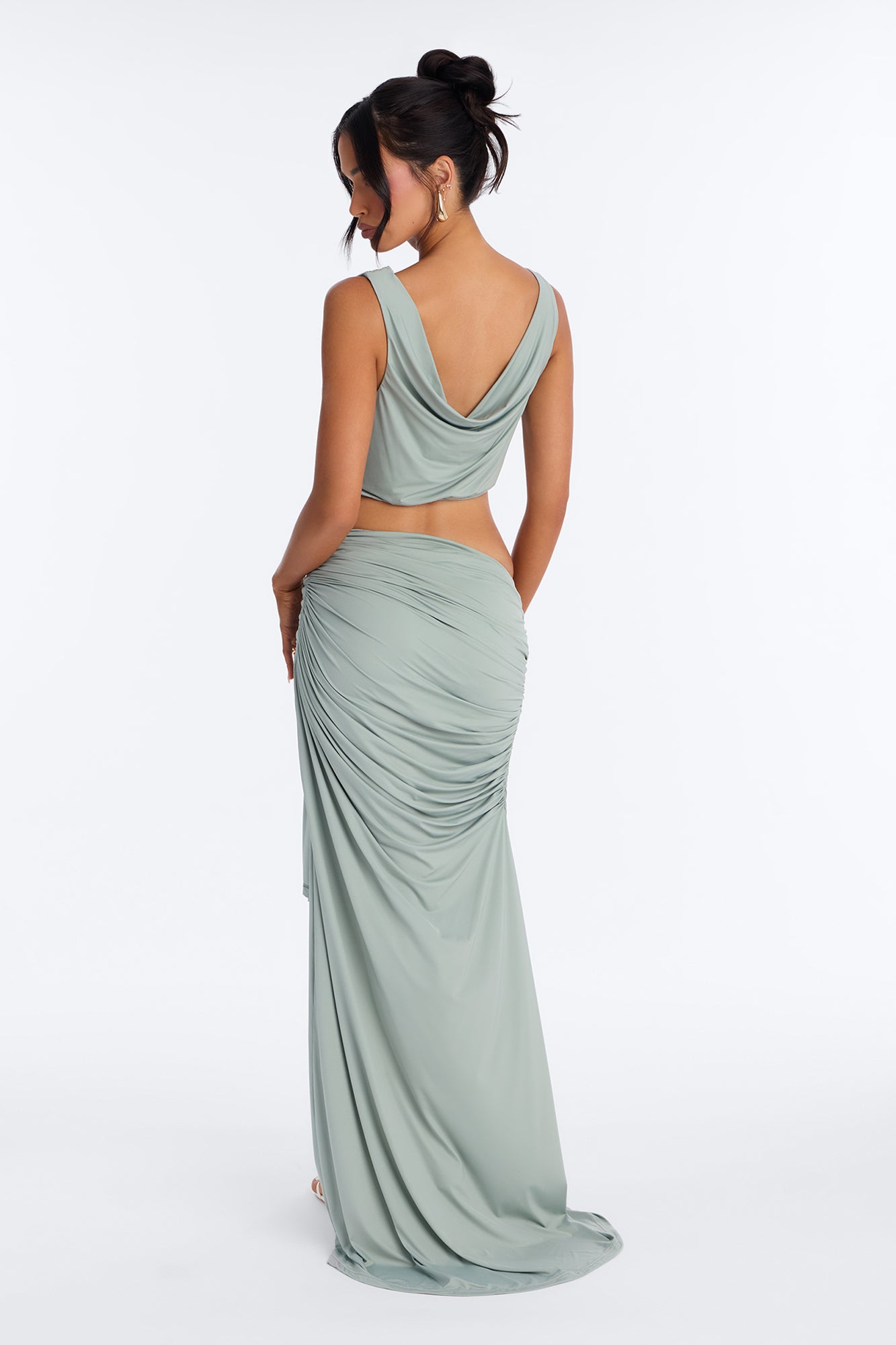 Fairytale Cowl Neck Maxi Skirt Set - Sage