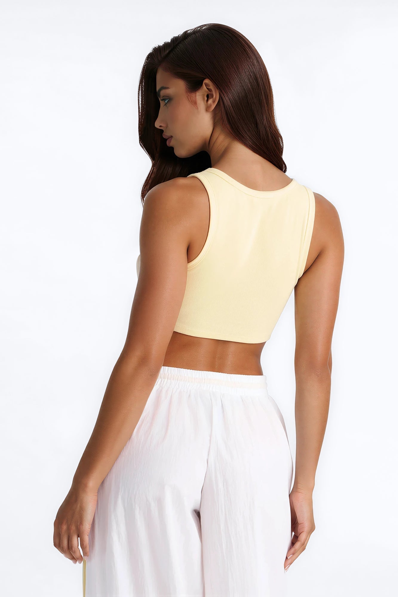 Hot In Here Twist Ribbed Cropped Tank Top - Butter Yellow