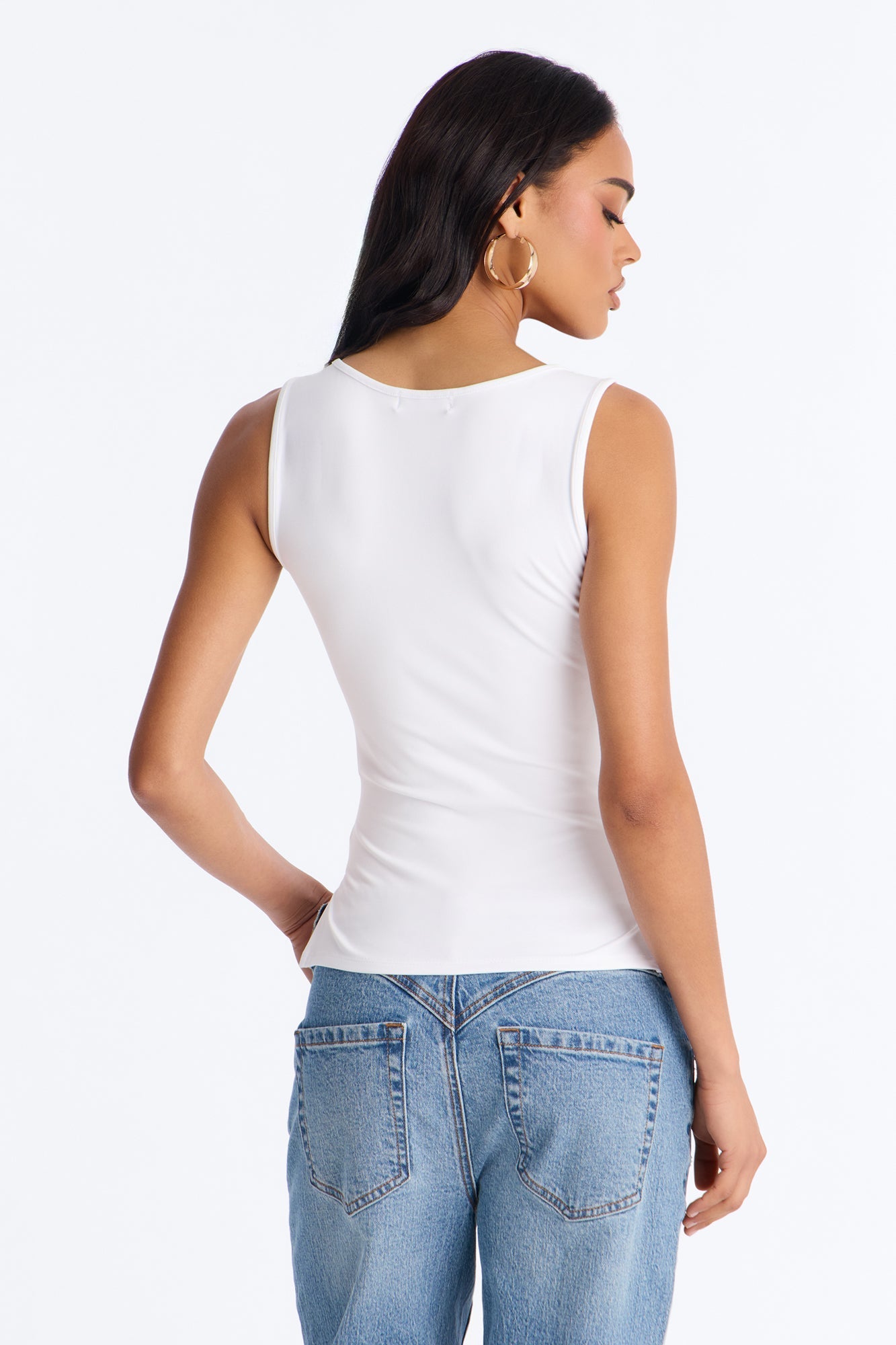 Side Slit Tank Top - White NEWFASHIONEDGE