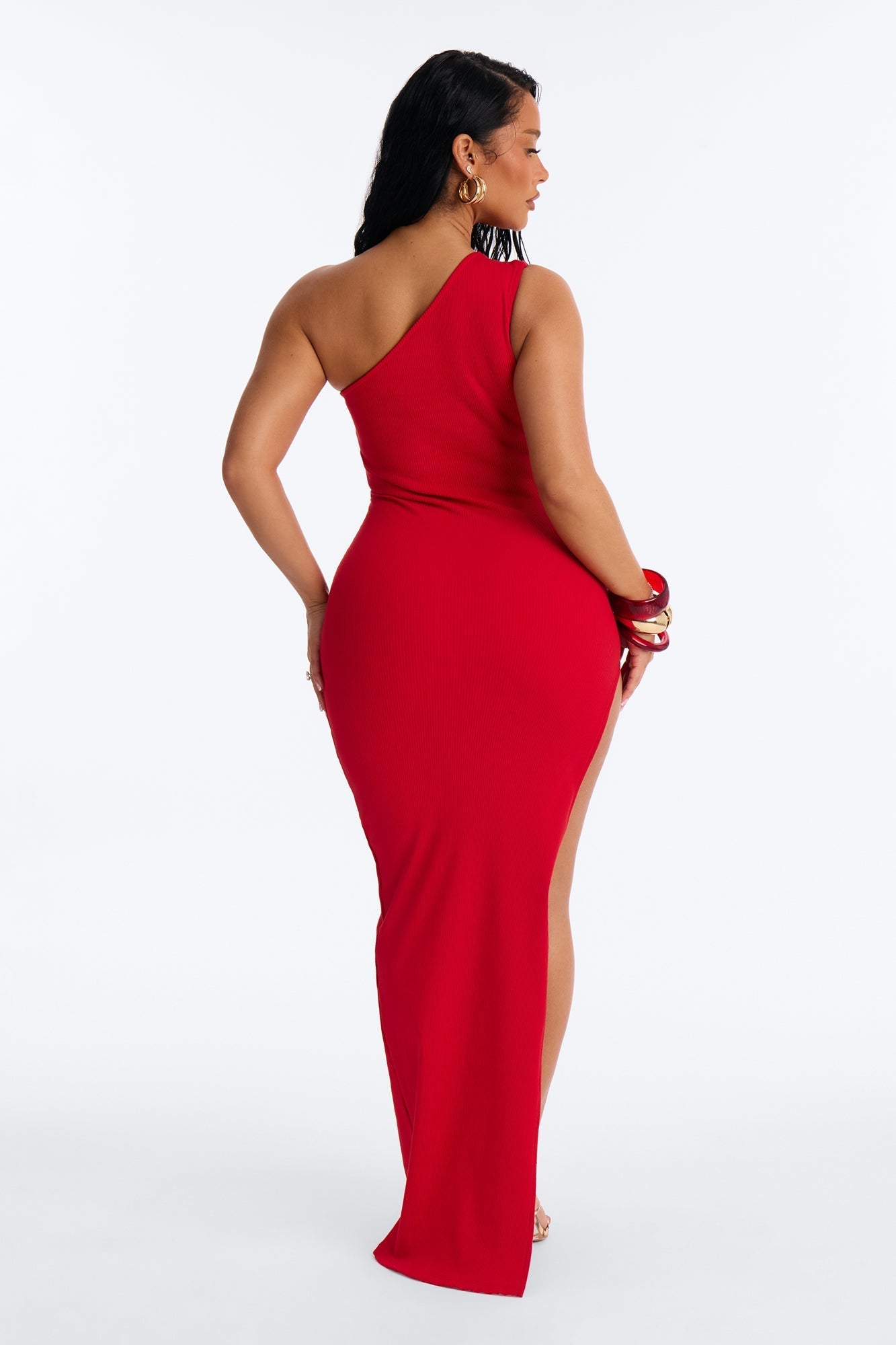 Scarlett Snatched High Slit Maxi Dress - Red NEWFASHIONEDGE