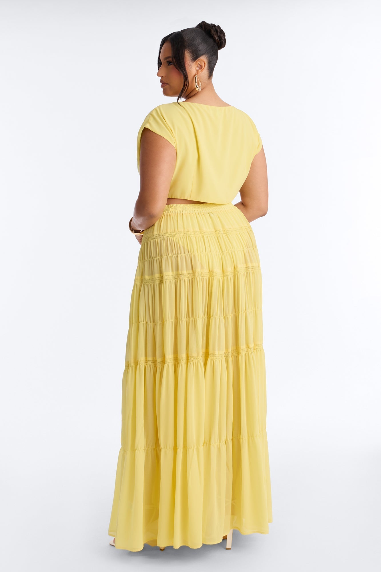 Sorrento Summer Chiffon Maxi Skirt Set - Yellow NEWFASHIONEDGE