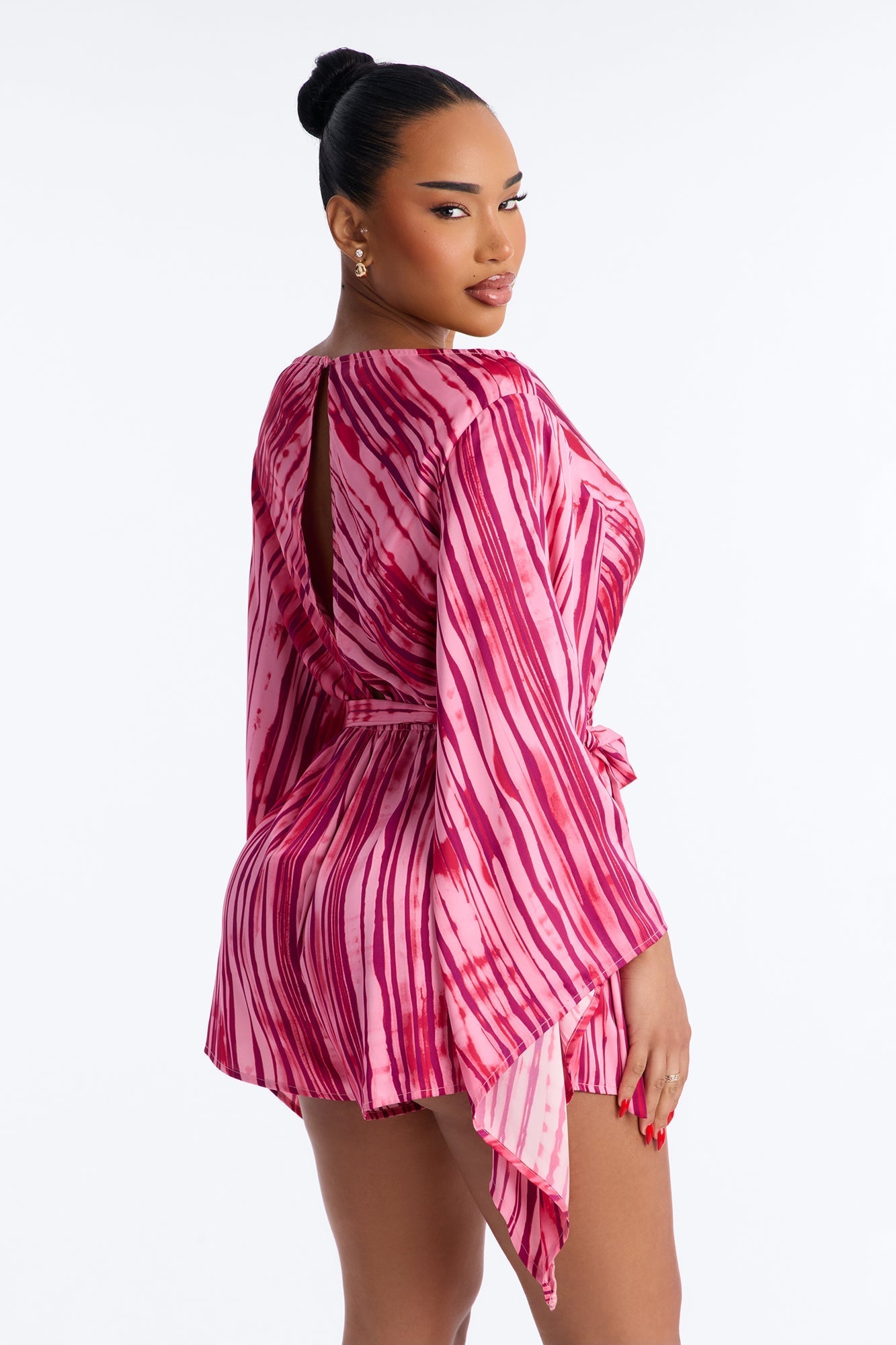 Bea Satin Boat Neck Romper - Pink NEWFASHIONEDGE