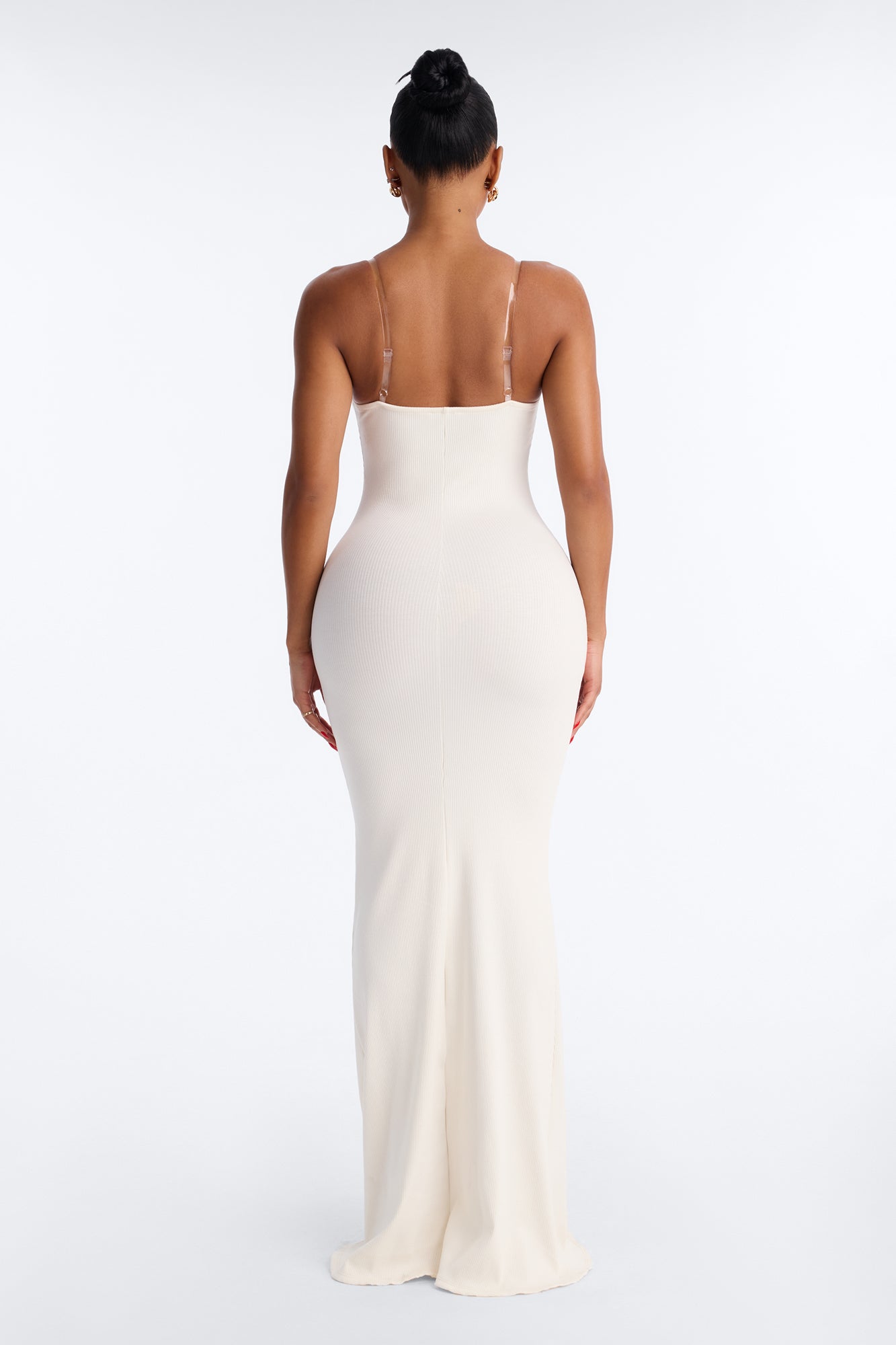 Scarlett Snatched Clear Strap Maxi Dress - Off White NEWFASHIONEDGE