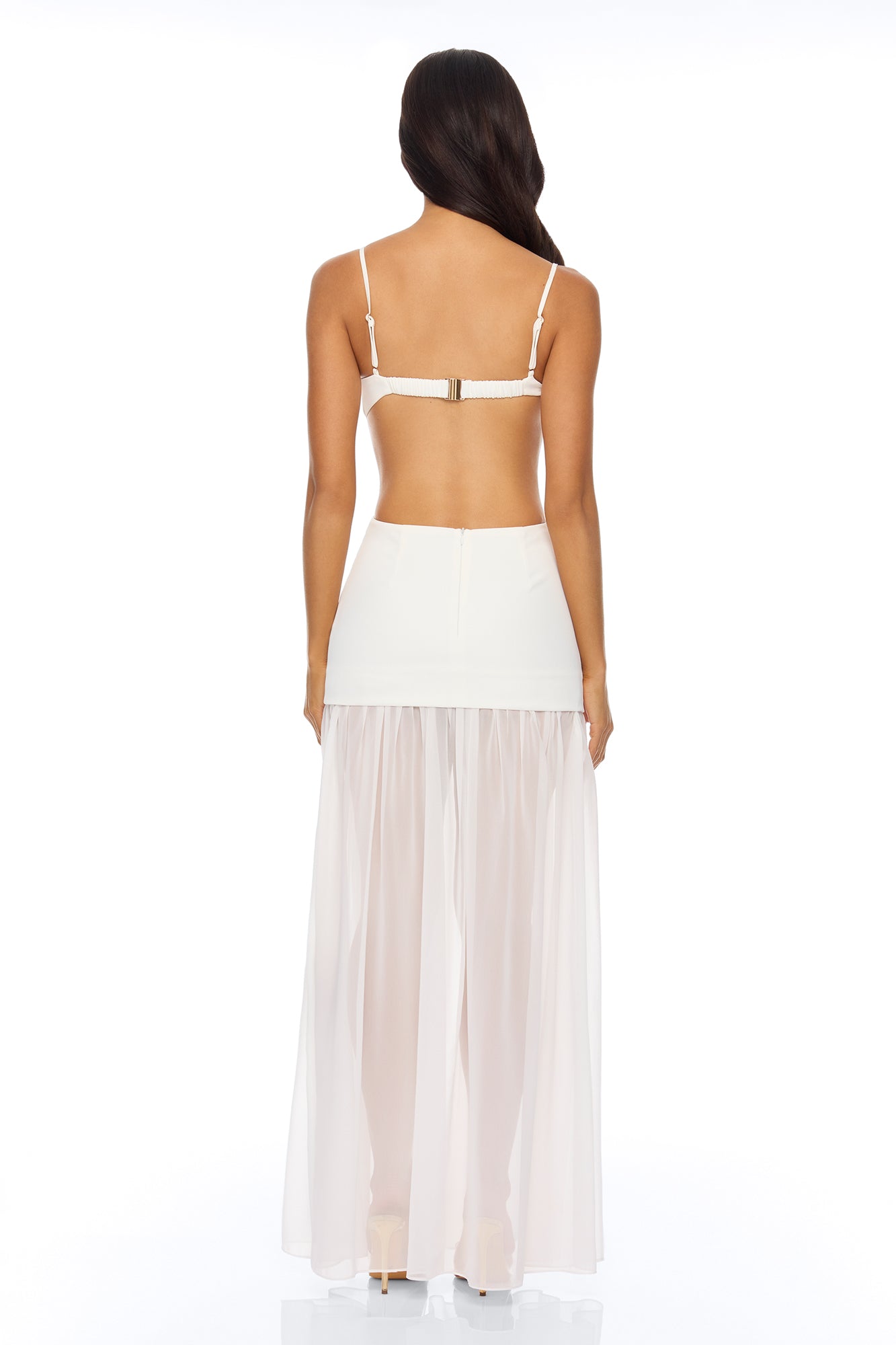 Cherry Blossom Backless Maxi Dress - White NEWFASHIONEDGE