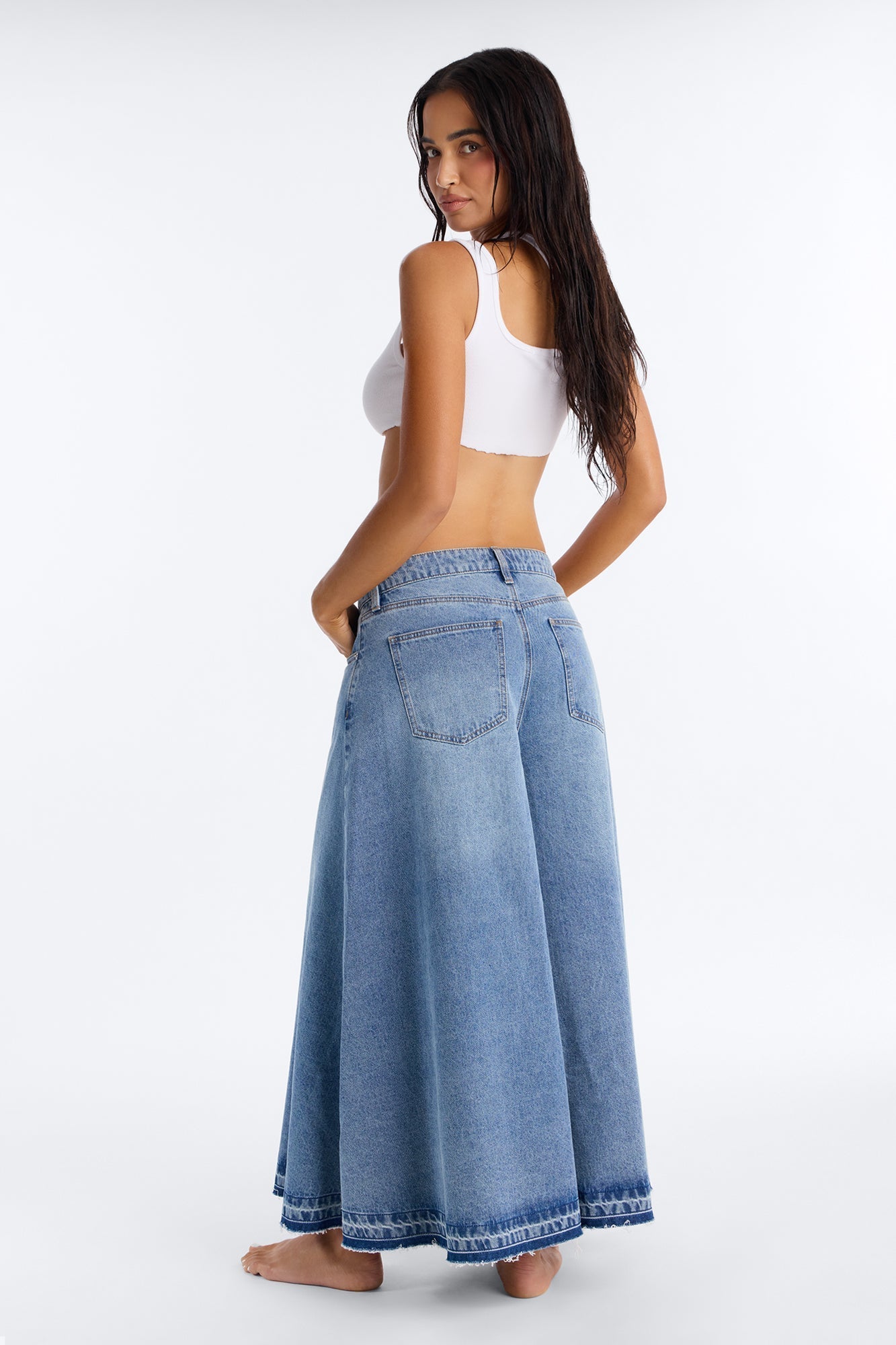 Naples Denim Culotte Jeans - Medium Wash