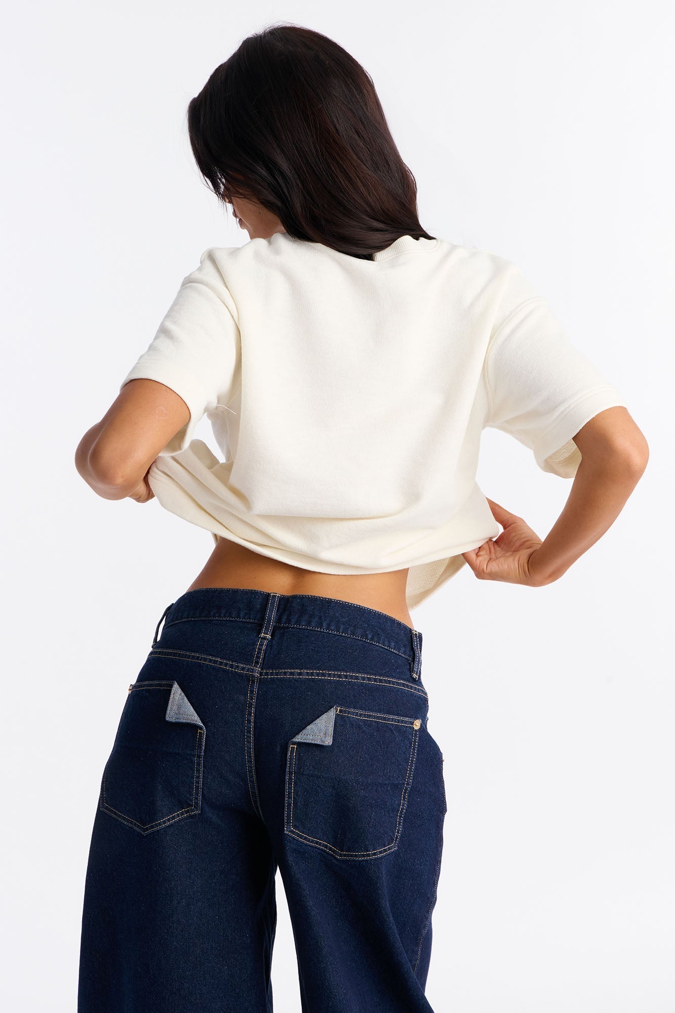 Korie Oversized Crew Neck Short Sleeve T-Shirt - Cream