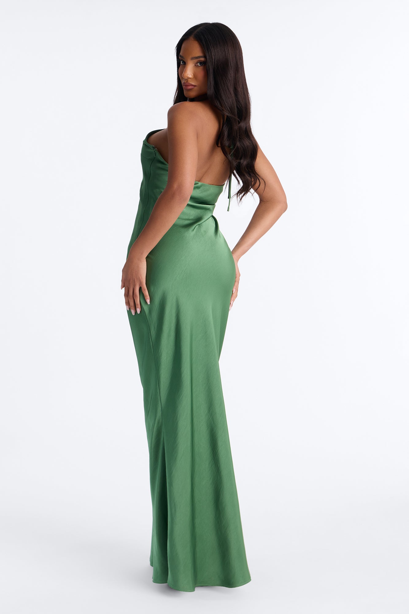 No Limits Satin Maxi Dress - Green NEWFASHIONEDGE