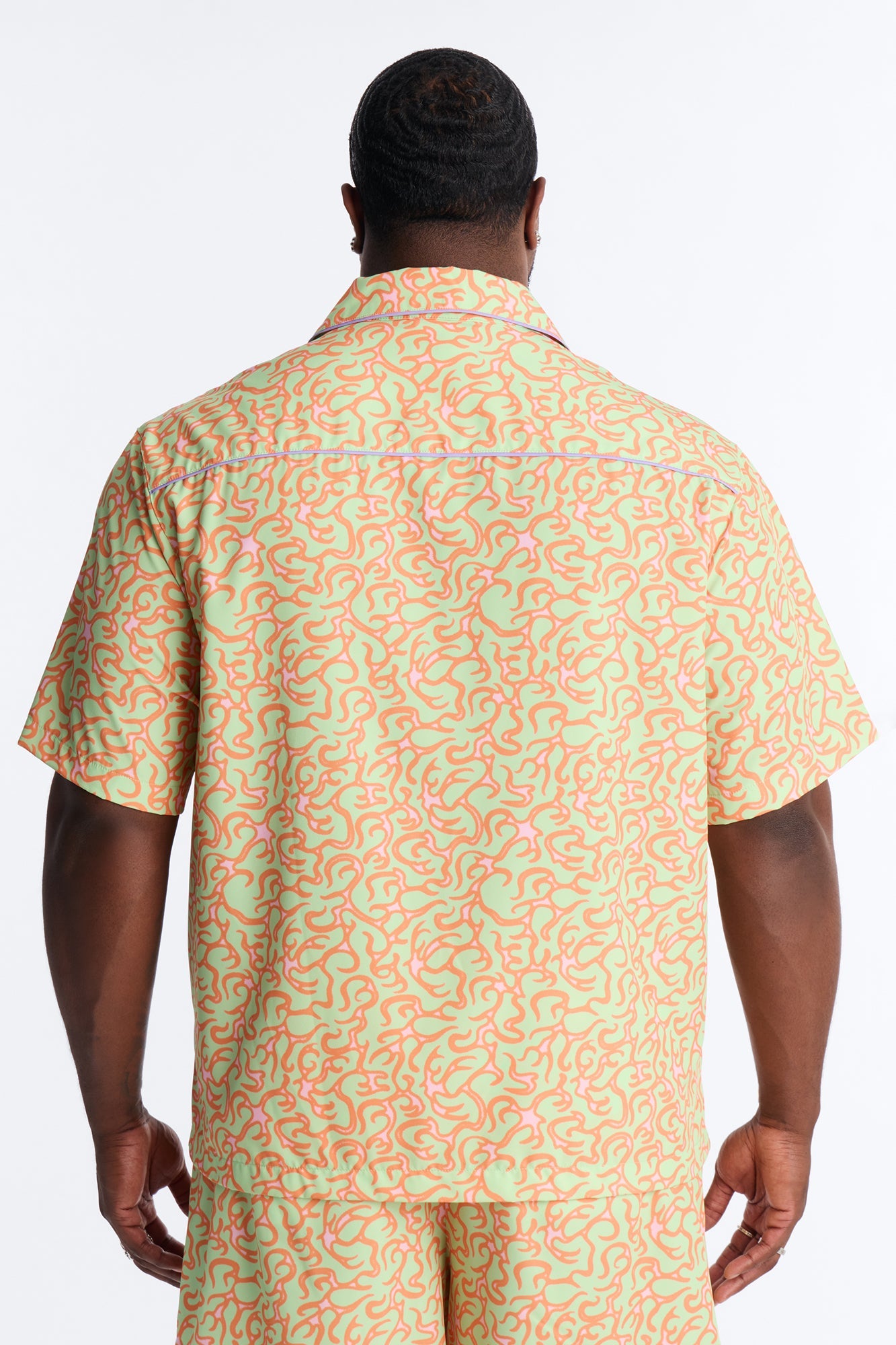 Relaxed Spring Break Fling Cuban Collar Button Up Shirt - Multi Color