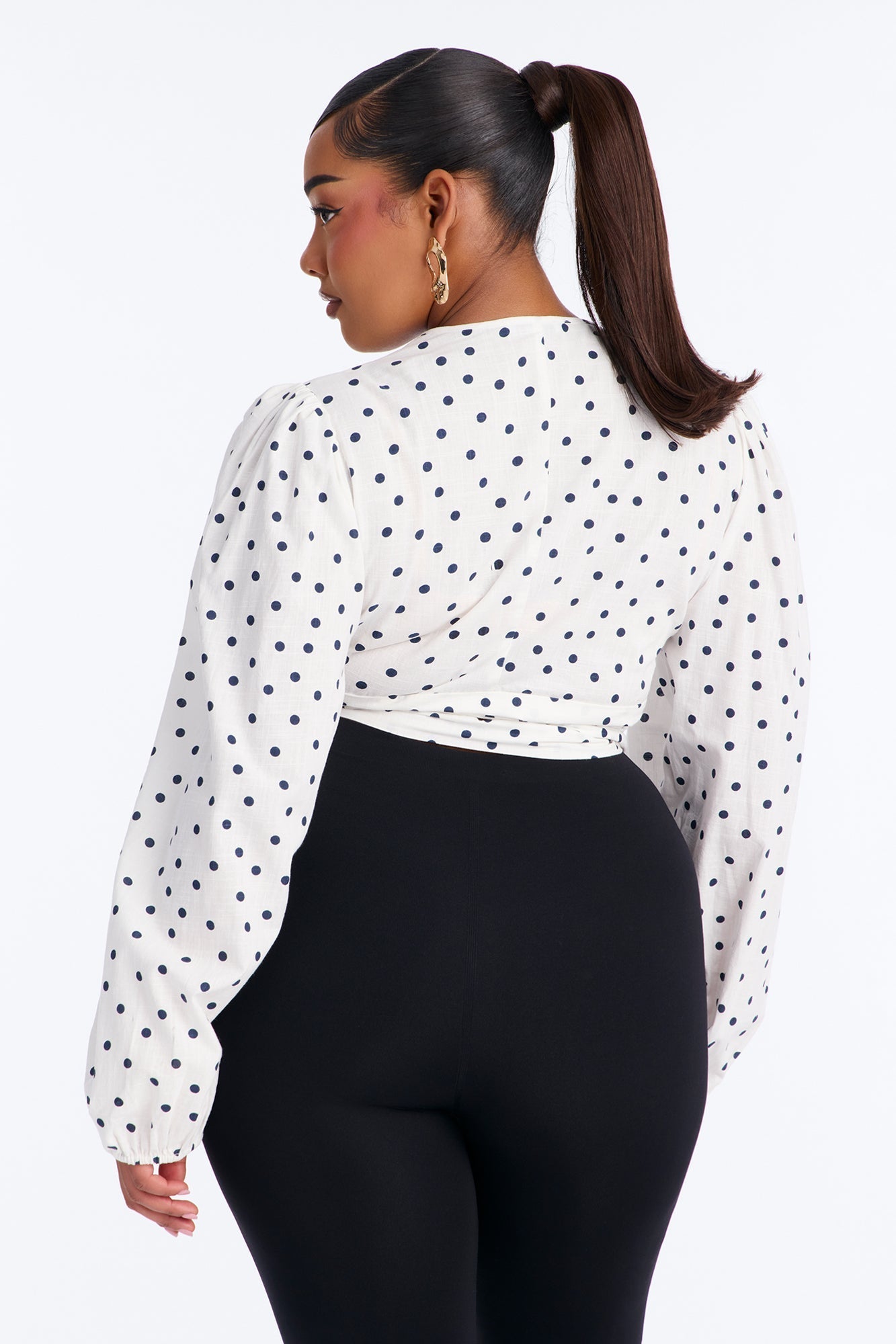 Scene Stealer Polka Dot Tie Waist Linen Top - White/combo NEWFASHIONEDGE