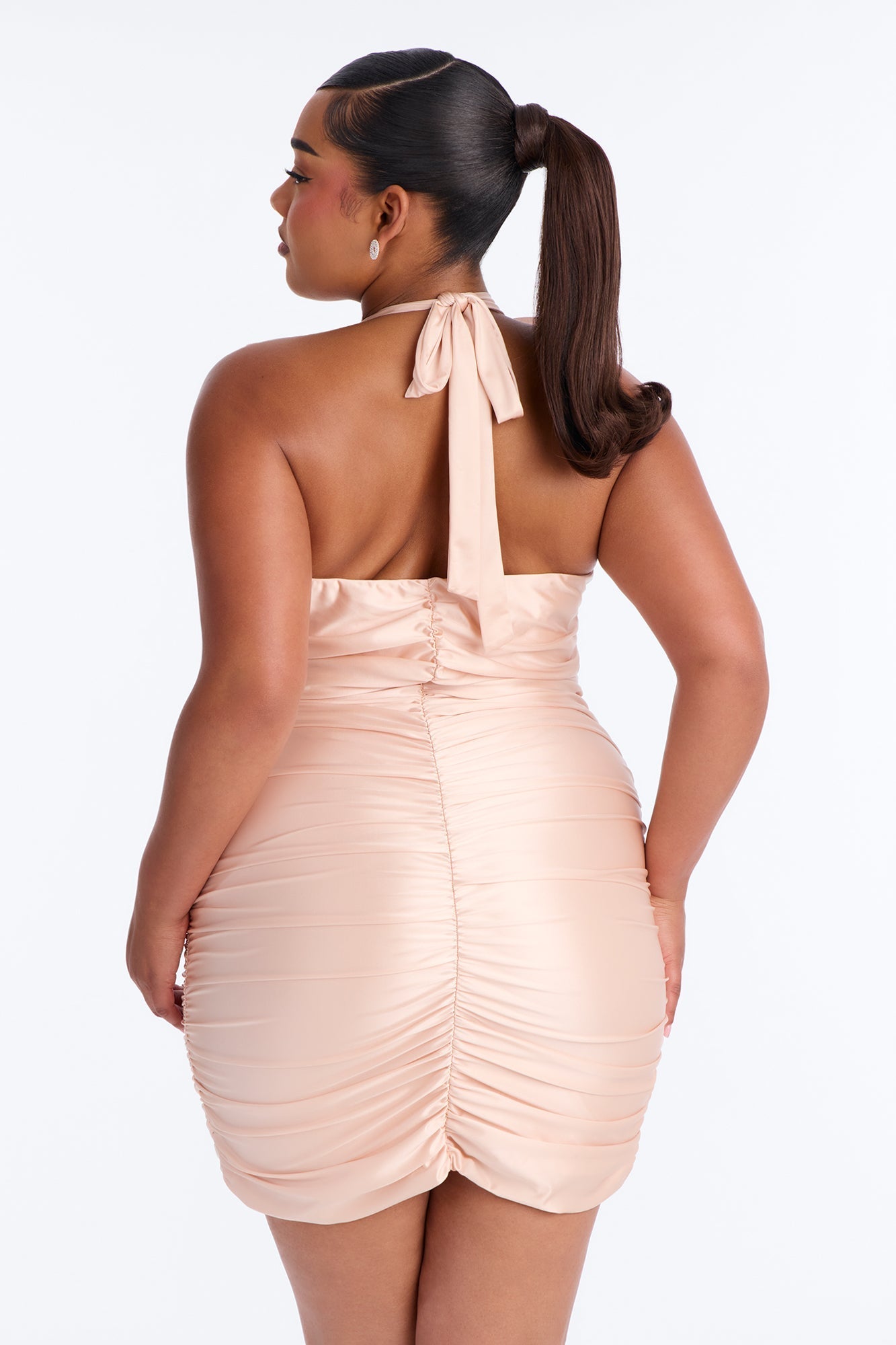 Jasmine Ruffle Ruched Mini Dress - Blush NEWFASHIONEDGE
