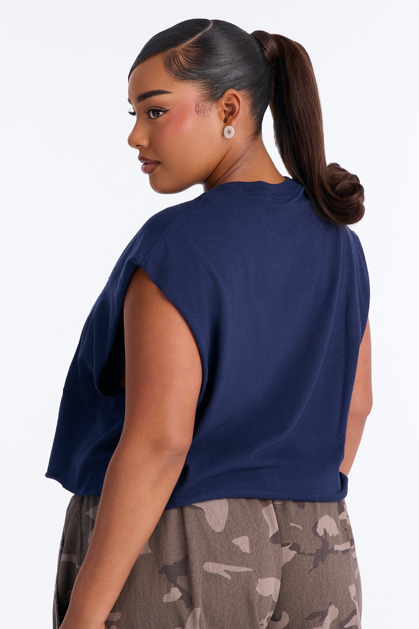 Los Angeles Slash Crop Muscle Tee - Navy
