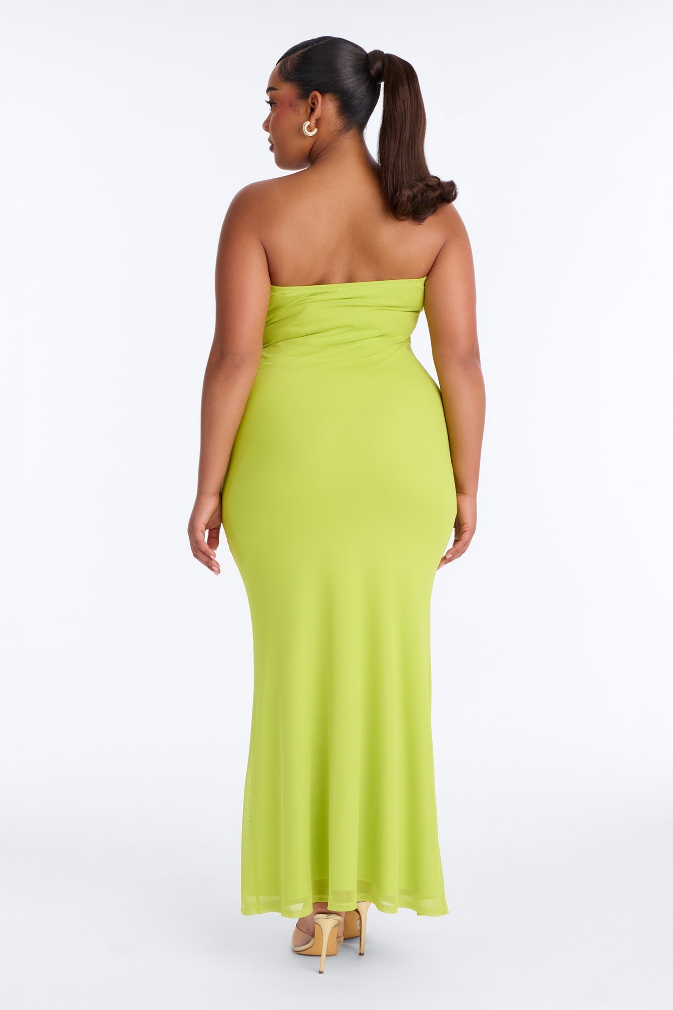 Tropical Bliss Solid Cut Out Mesh Maxi Dress - Chartreuse
