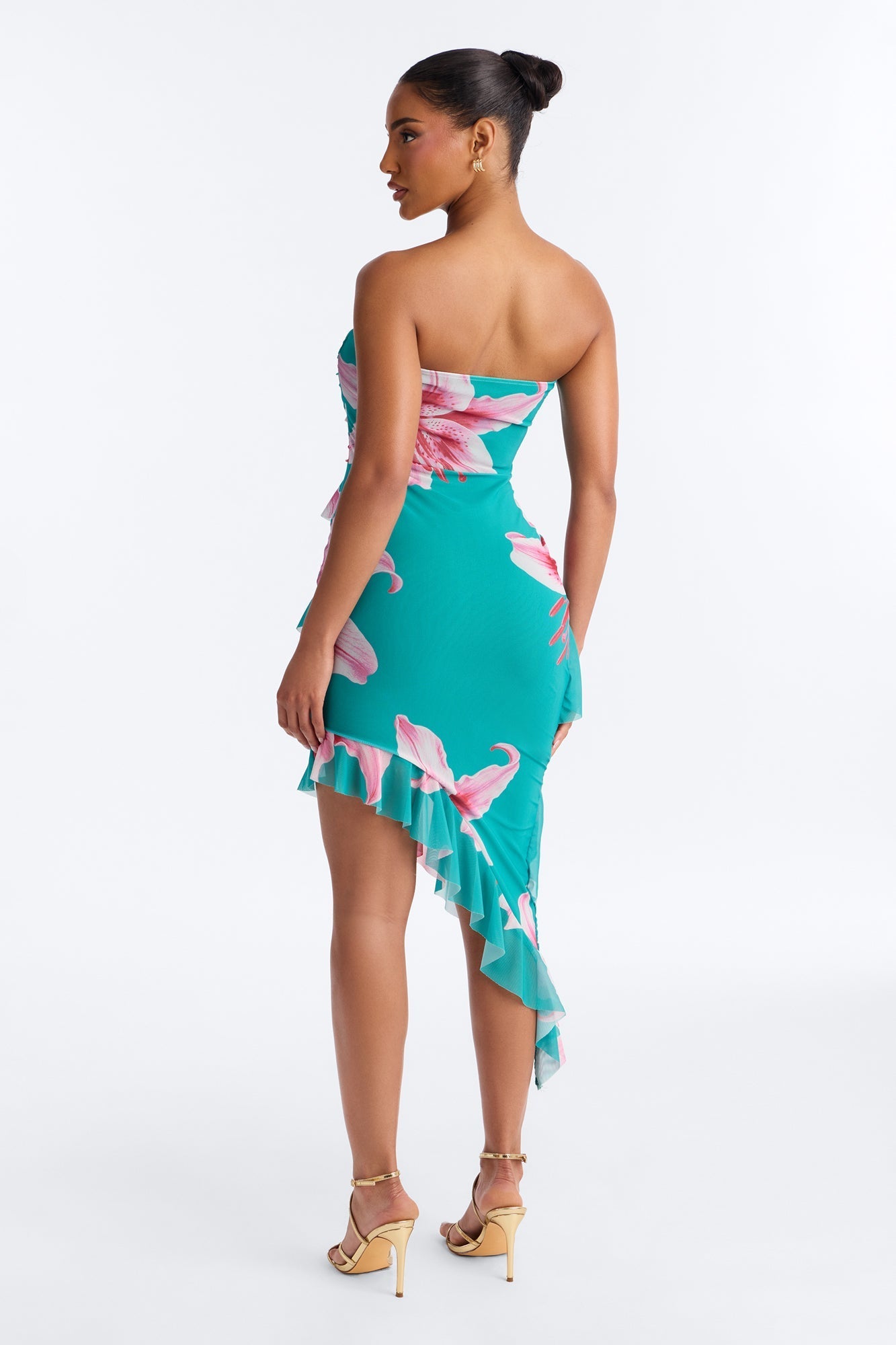 Presley Strapless Mesh Mini Dress - Teal/combo