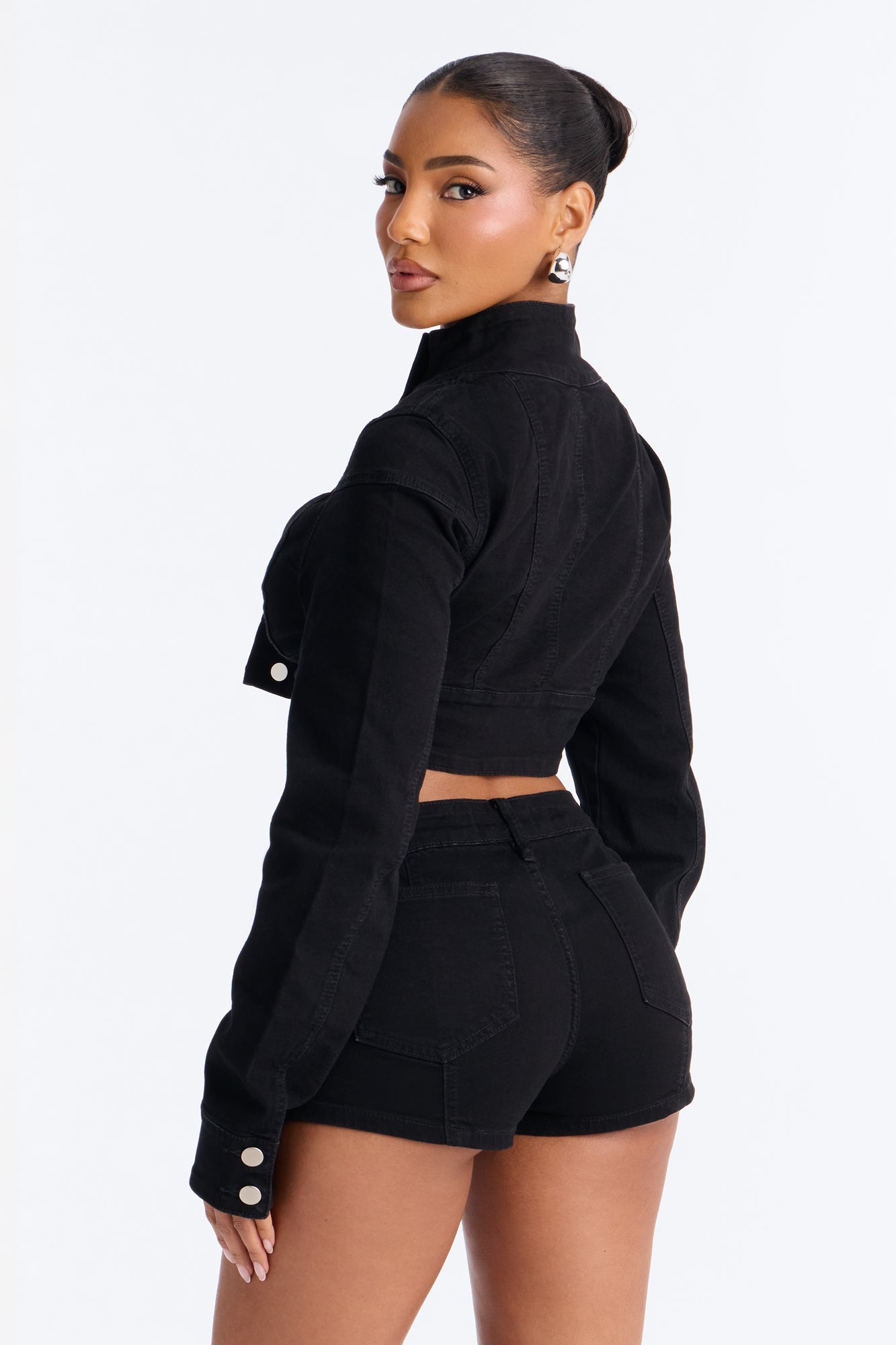 Command Authority Stretch Denim Jacket - Black NEWFASHIONEDGE