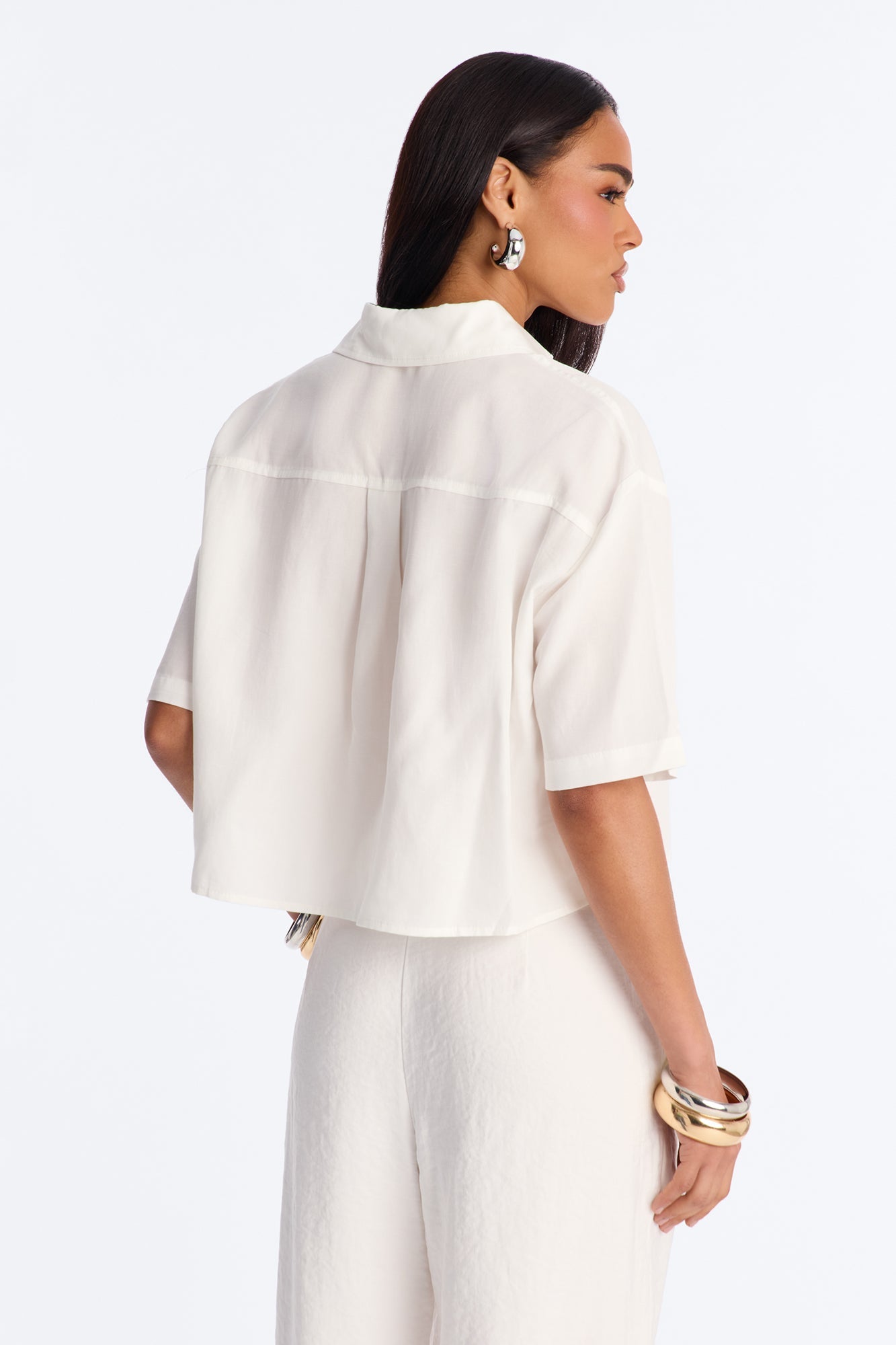 Ashley Button Up Short Sleeve Shirt - White
