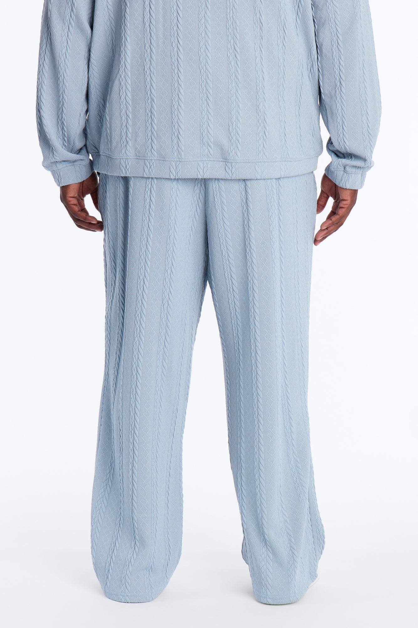 Baggy Textured Cozy Braided Pant - Blue