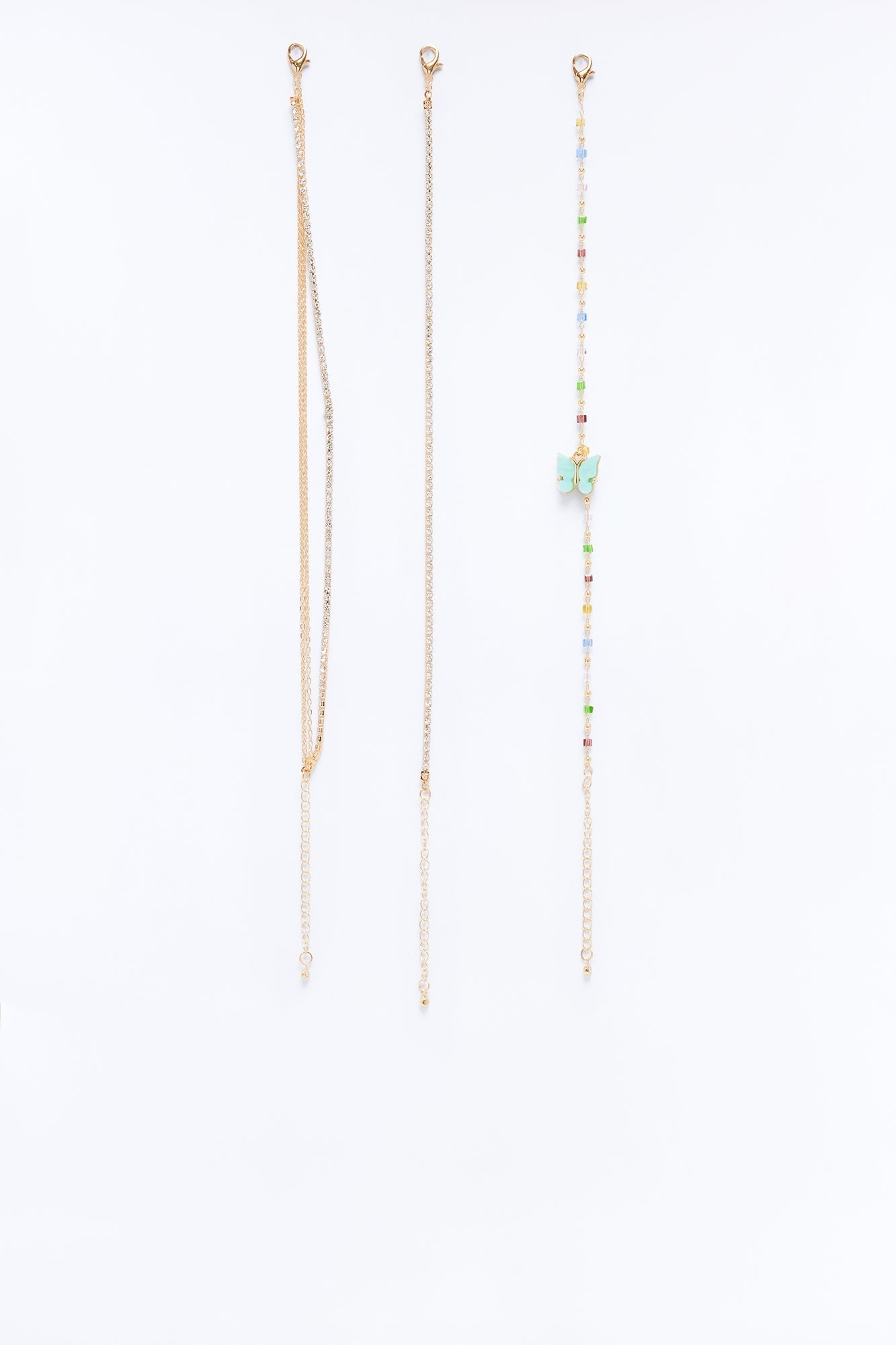 Rare Admiration Butterfly 4 Piece Anklet Set - Gold/Multi NEWFASHIONEDGE