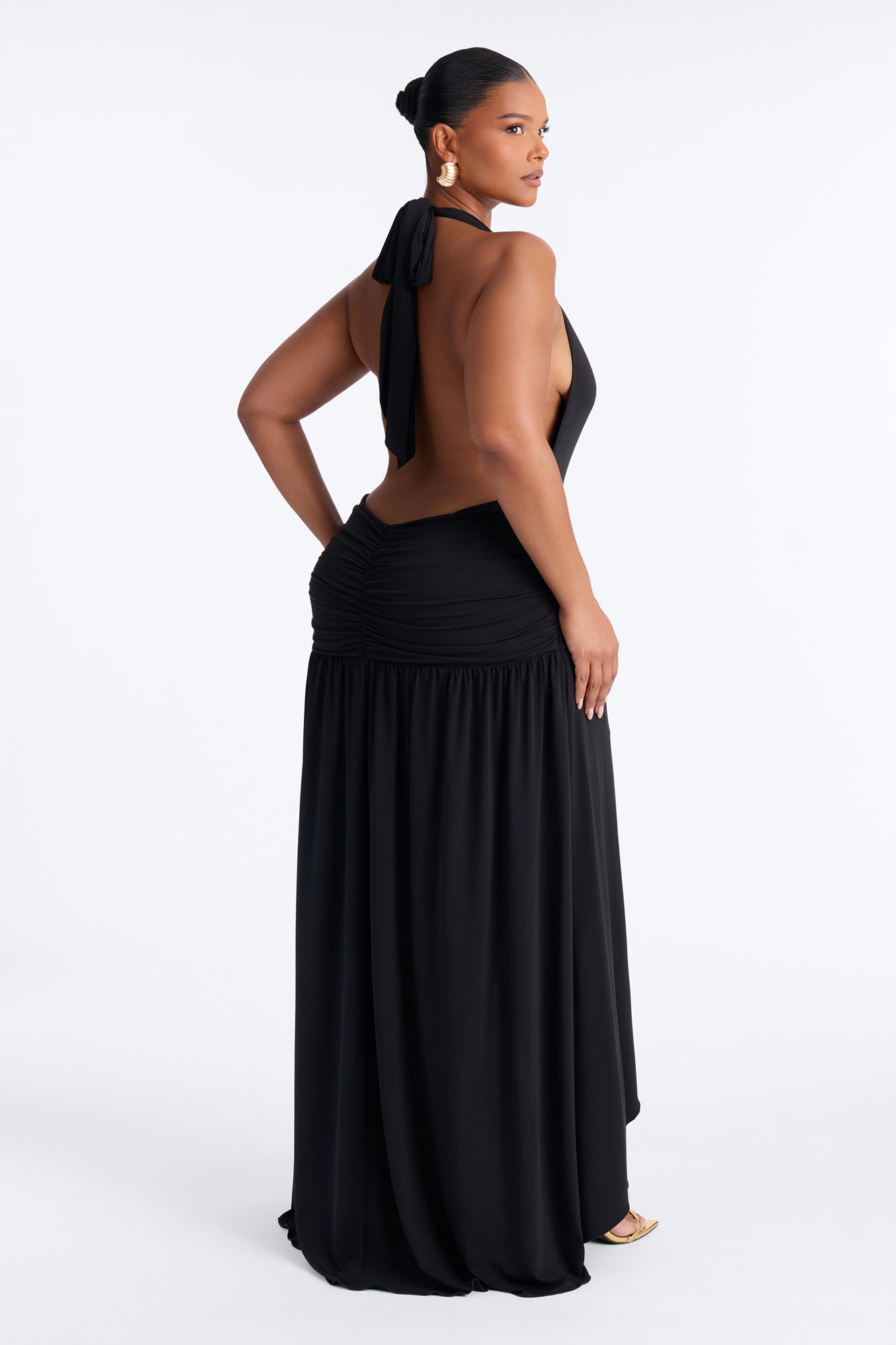 Astrid Asymmetrical Maxi Dress - Black NEWFASHIONEDGE