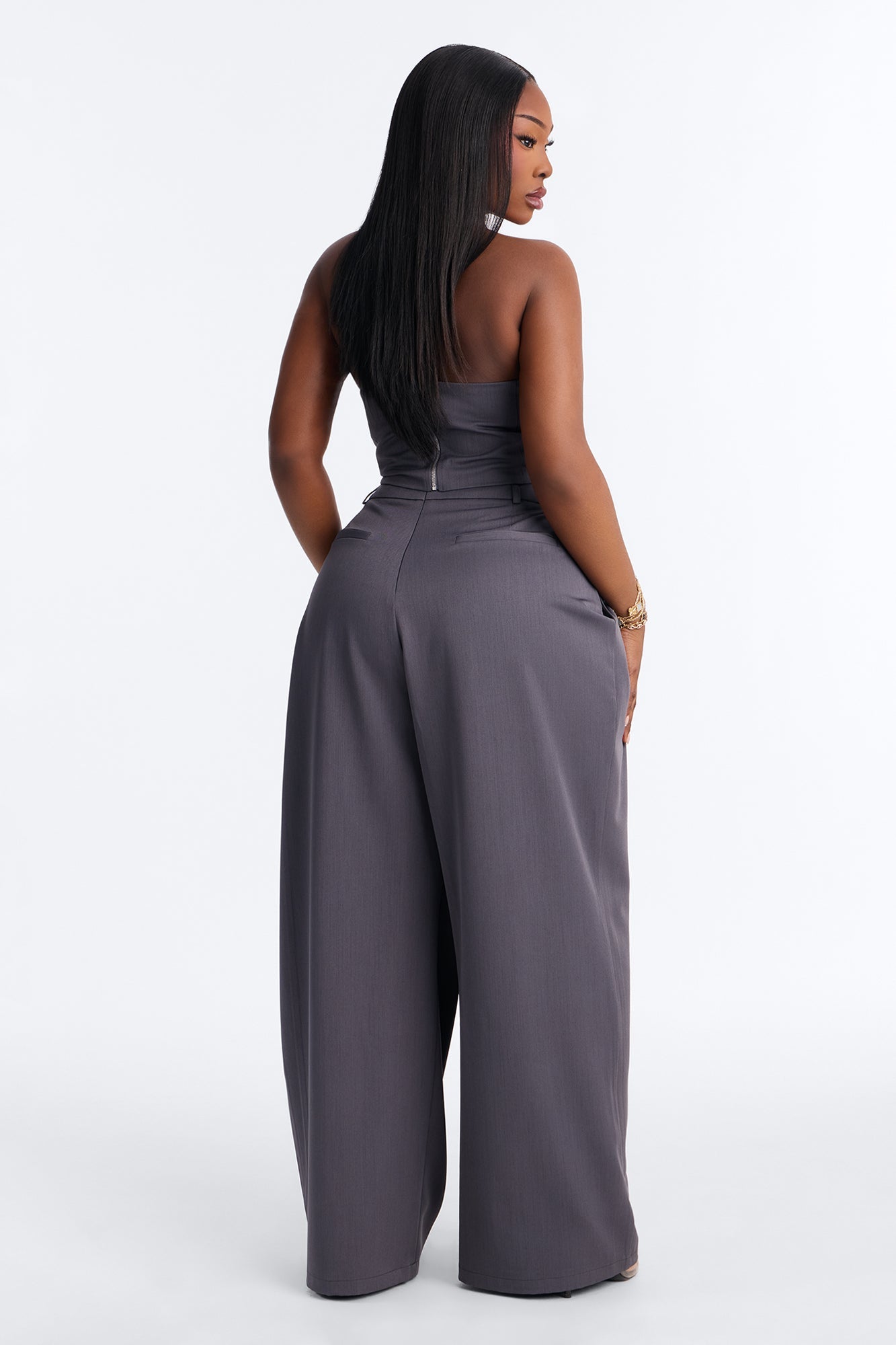 Let Me Be Draped Pant Set - Charcoal