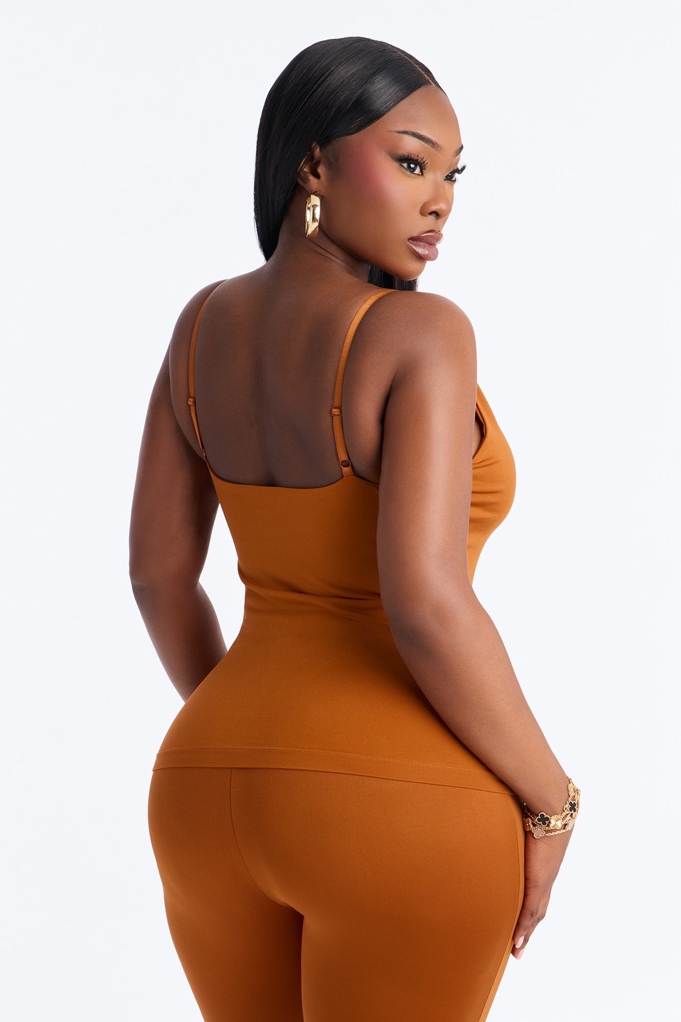 Seamless Smooth Double Lined Scoop Neck Cami Top - Copper