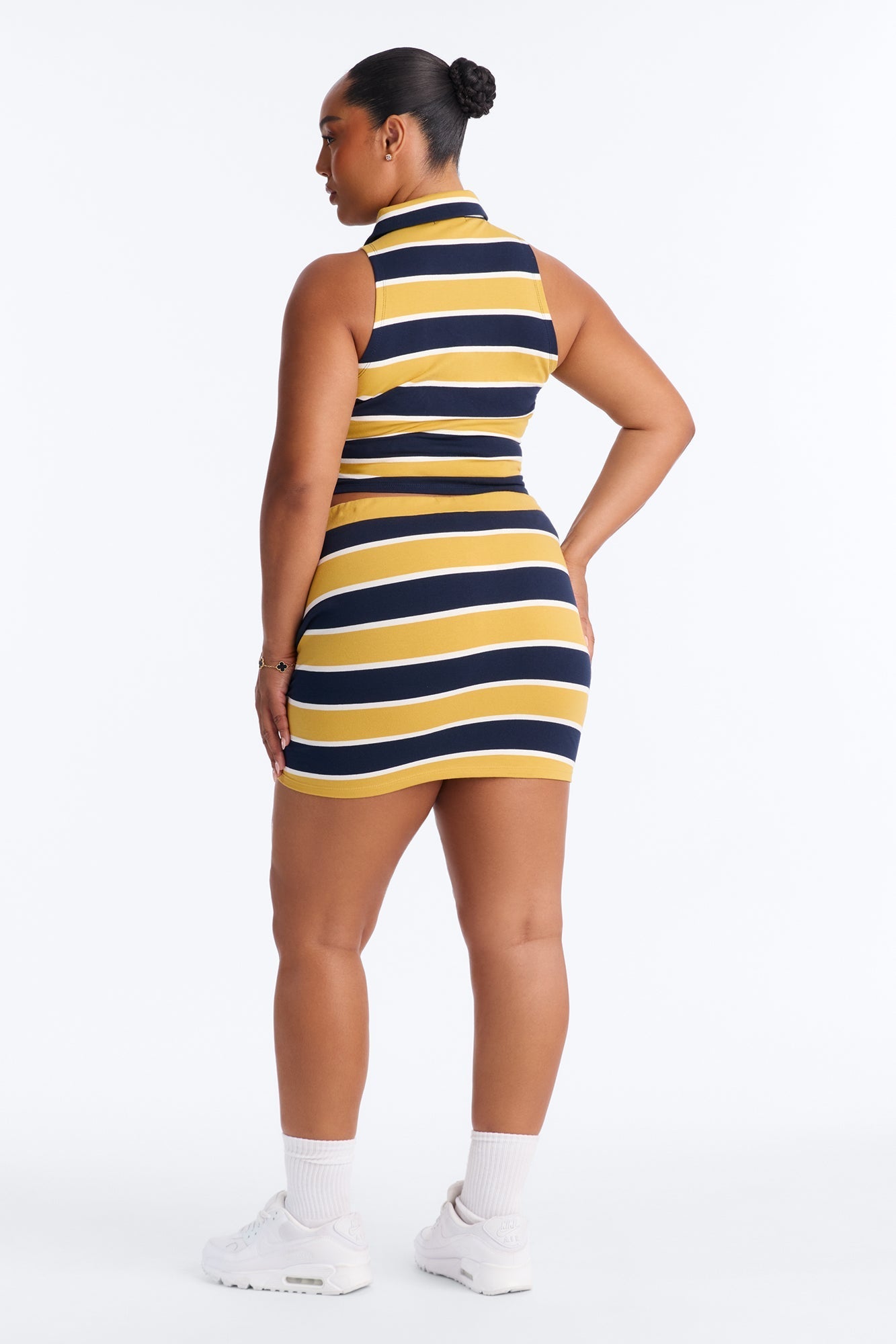 Lindsay Sleeveless Striped Skirt Set - Yellow/combo