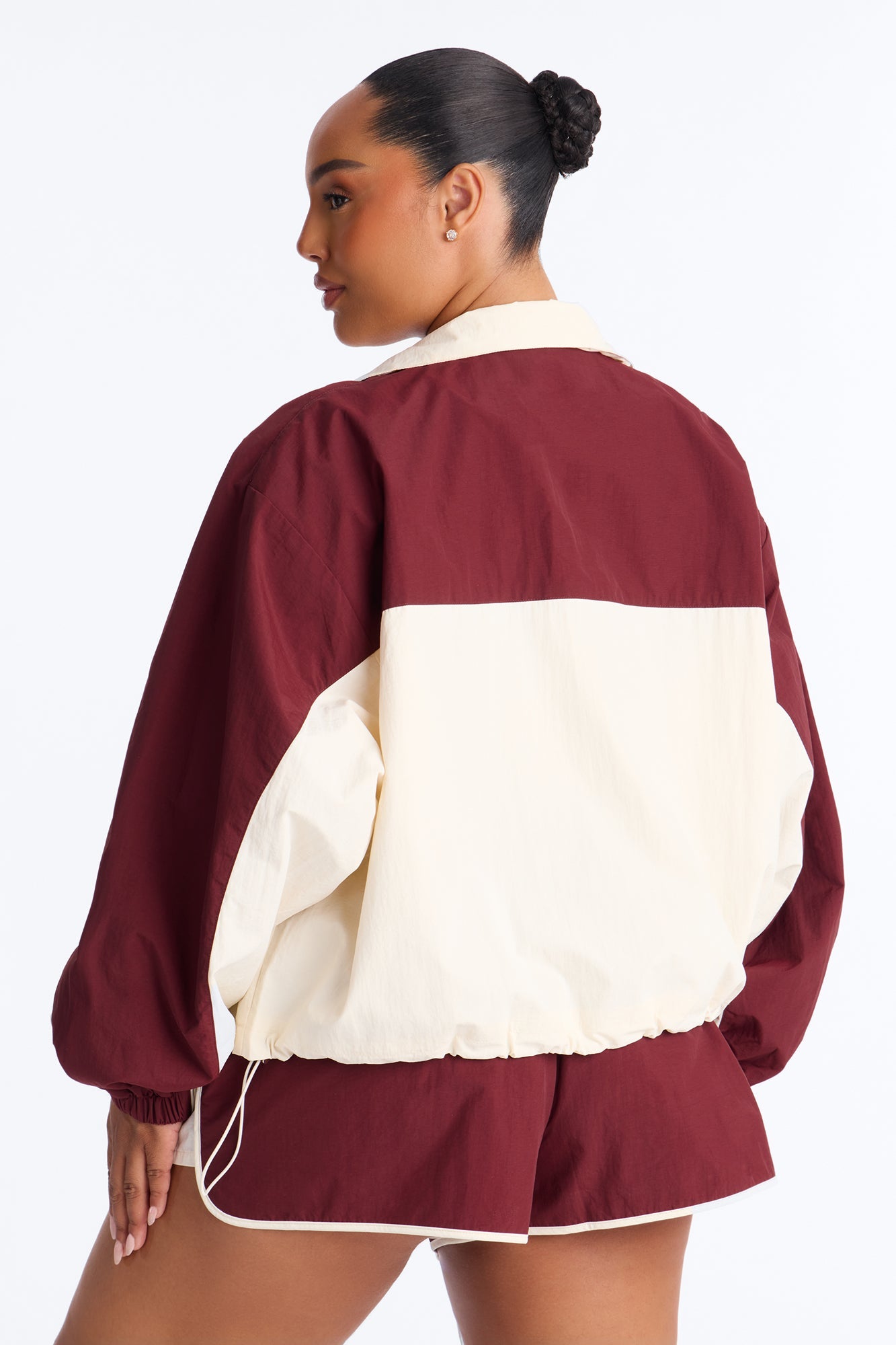 Extra Mile Color Block Windbreaker Jacket - Burgundy
