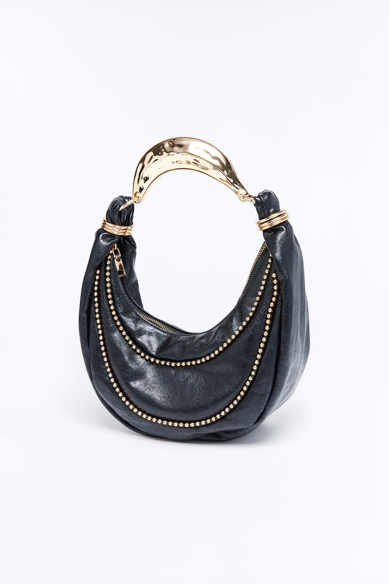 No Curfew Faux Leather Shoulder Bag - Black