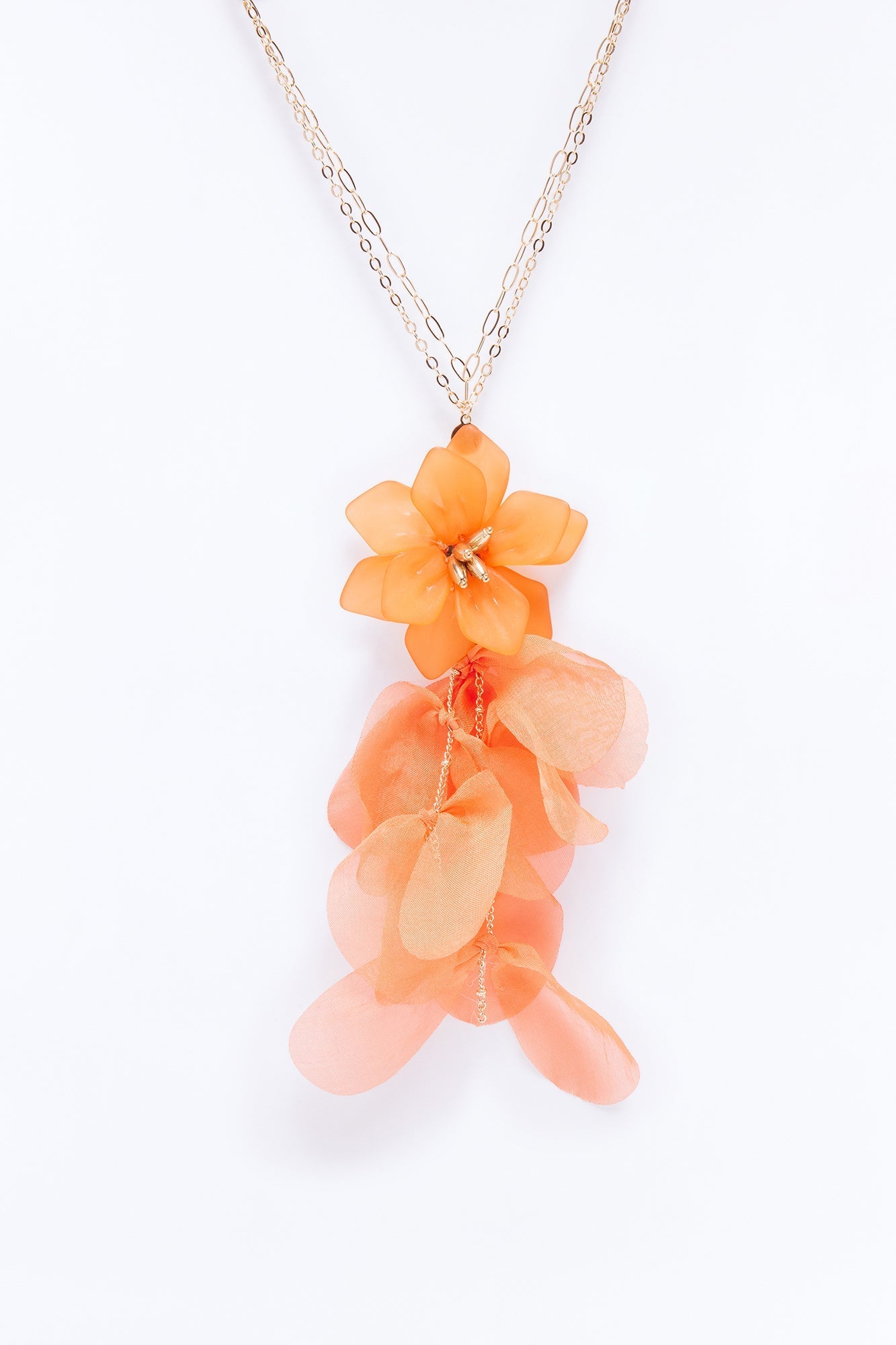 Sunset Lane Lariat Necklace - Gold/Orange