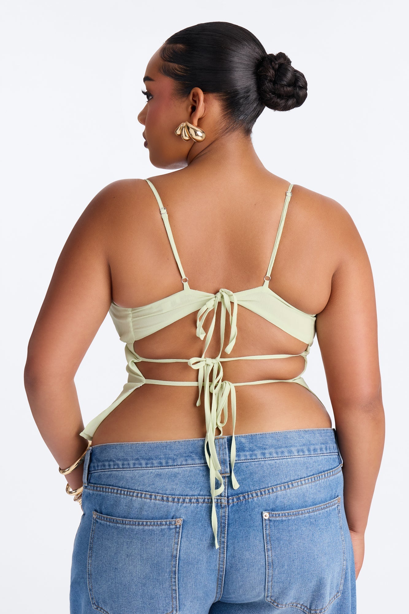 Lemonade Lips Embroidered Chiffon Top - Green NEWFASHIONEDGE