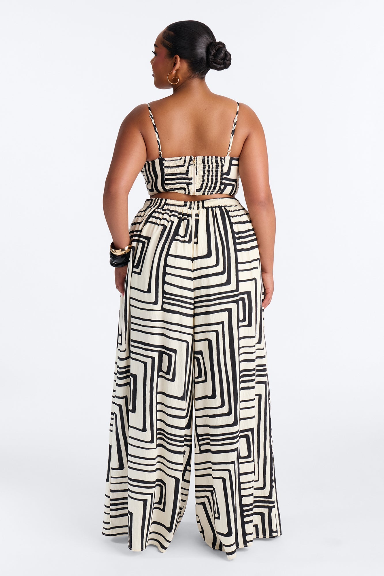 Karla Linen Wide Leg Pant Set - Black/combo Fashion Nova