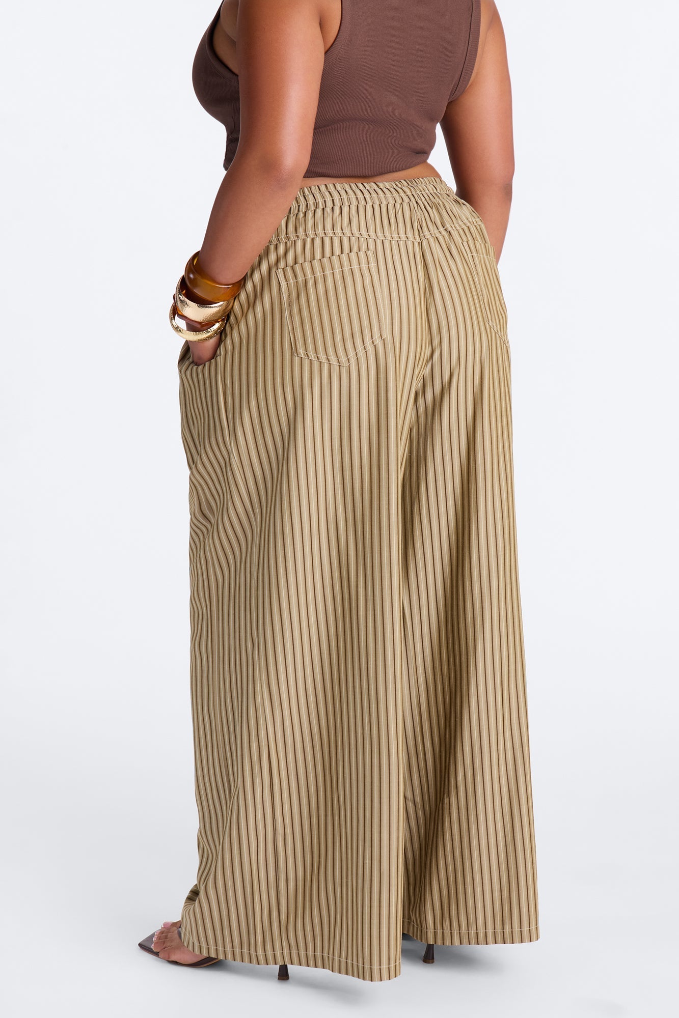 Timothy Striped Wide Leg Pant - Olive/combo