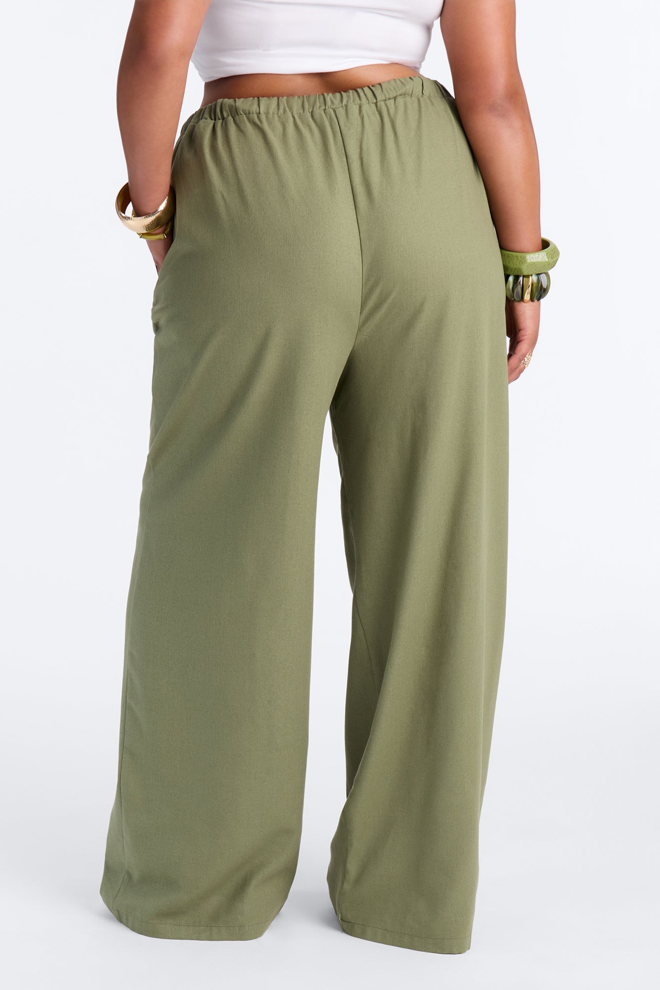 Beach Walks Linen Pant - Olive Fashion Nova