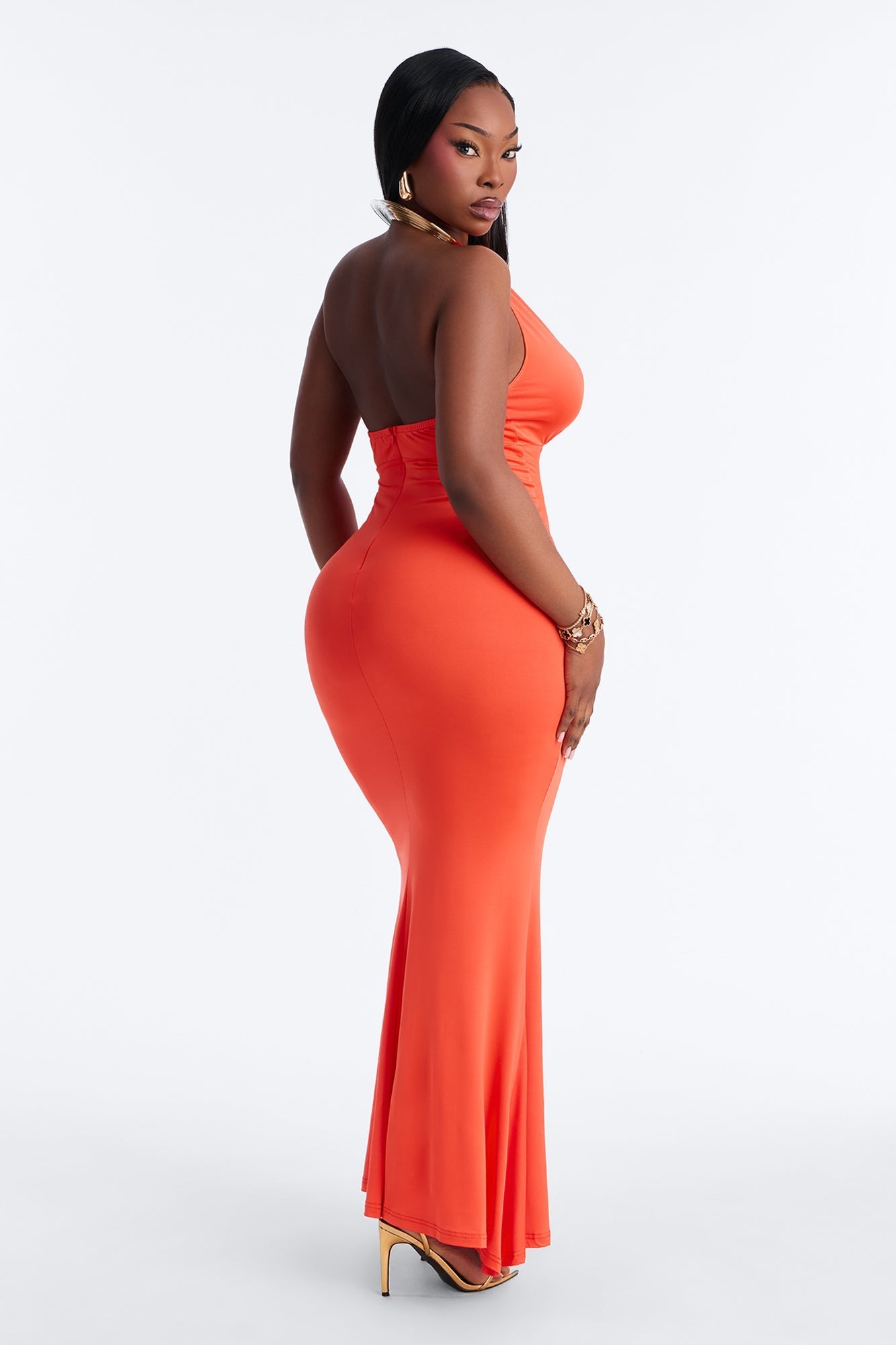 Cancun Vibing Deep V Maxi Dress - Orange