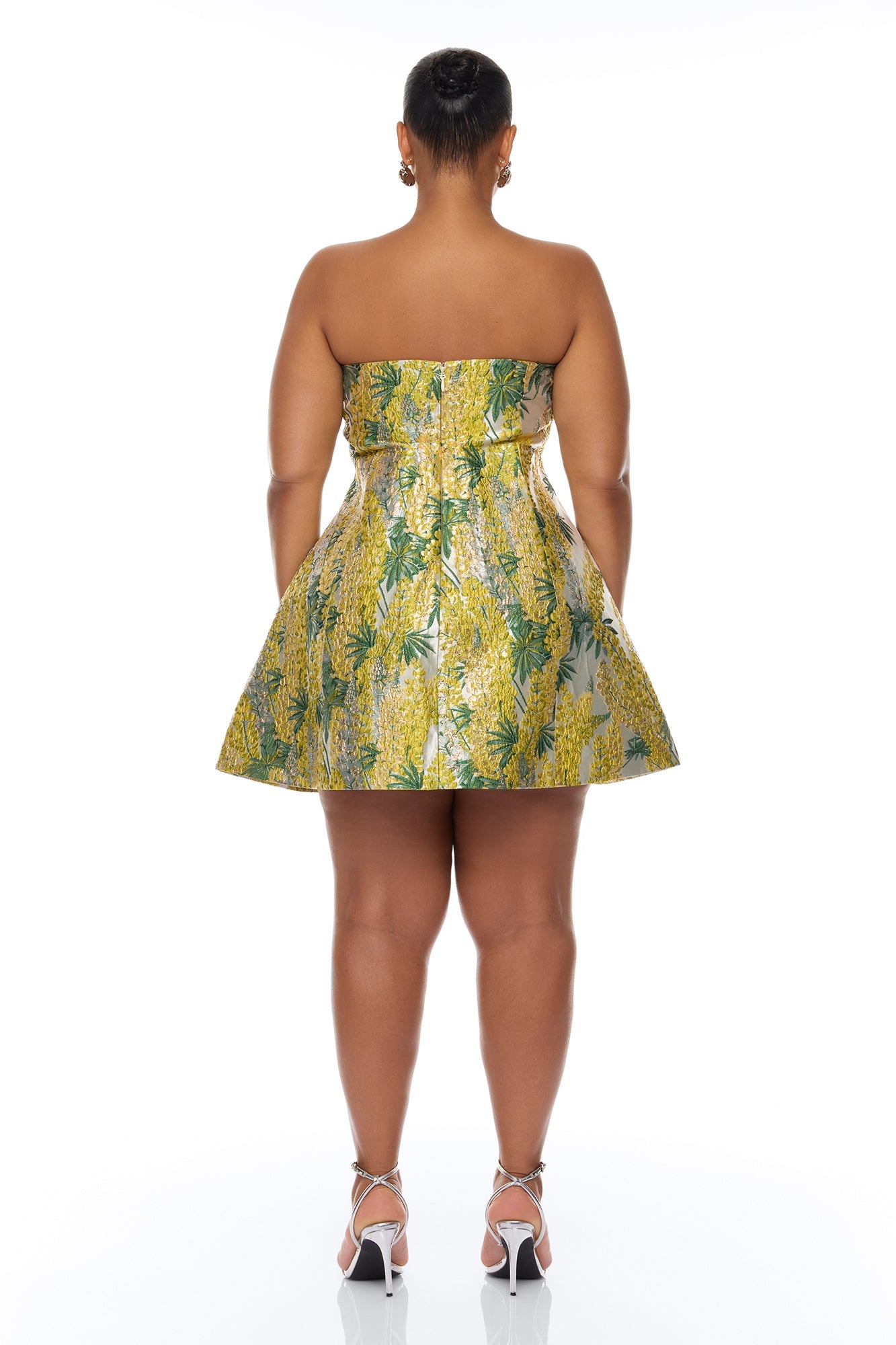 Sierra Flared Jacquard Mini Dress - Yellow/combo